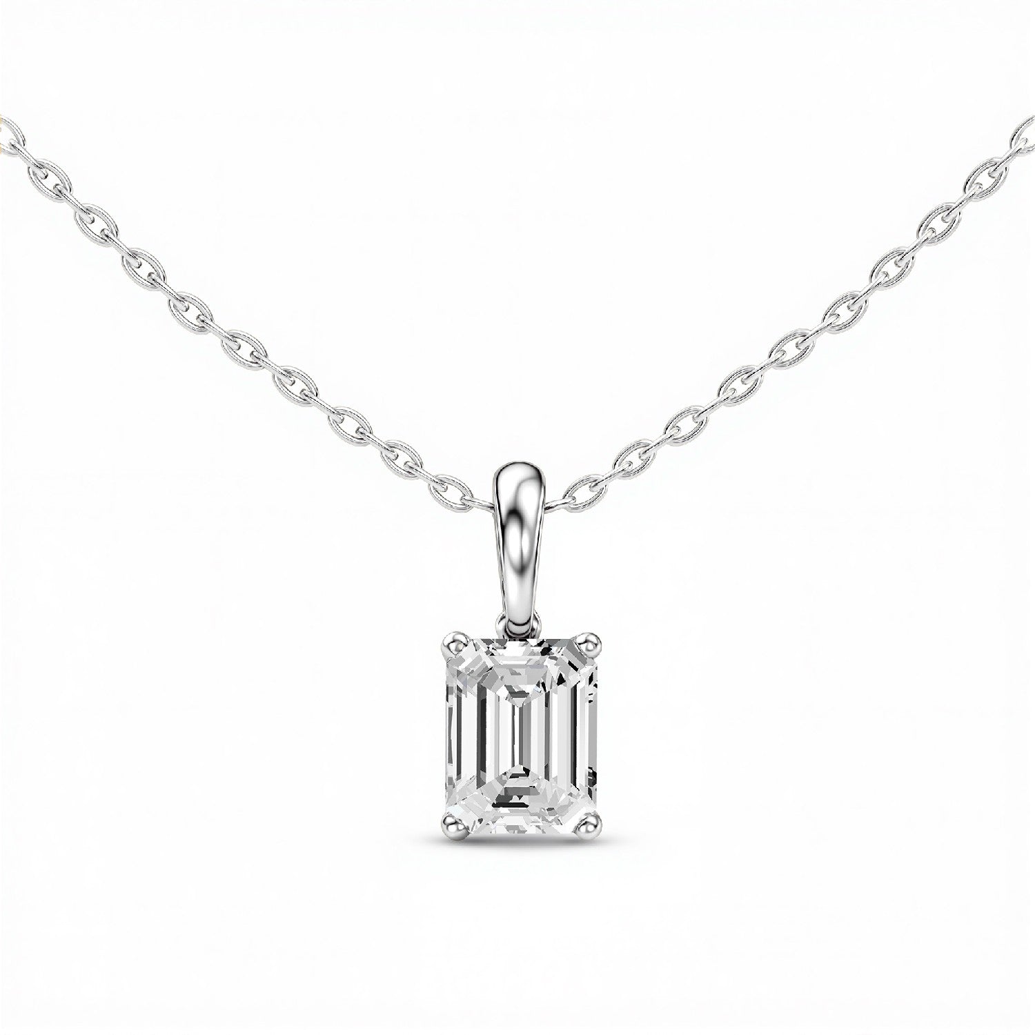 1.50 CTW Emerald-Cut Lab Diamond Solitaire Pendant | 18KT Gold Vermeil.GrownńDiva