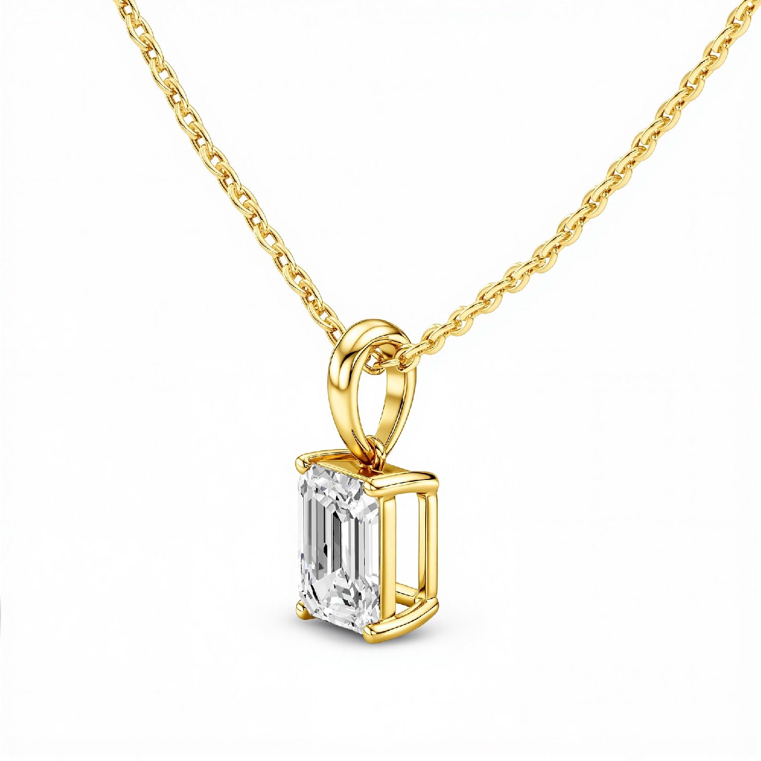 1.50 CTW Emerald-Cut Lab Diamond Solitaire Pendant | 18KT Gold Vermeil.GrownńDiva