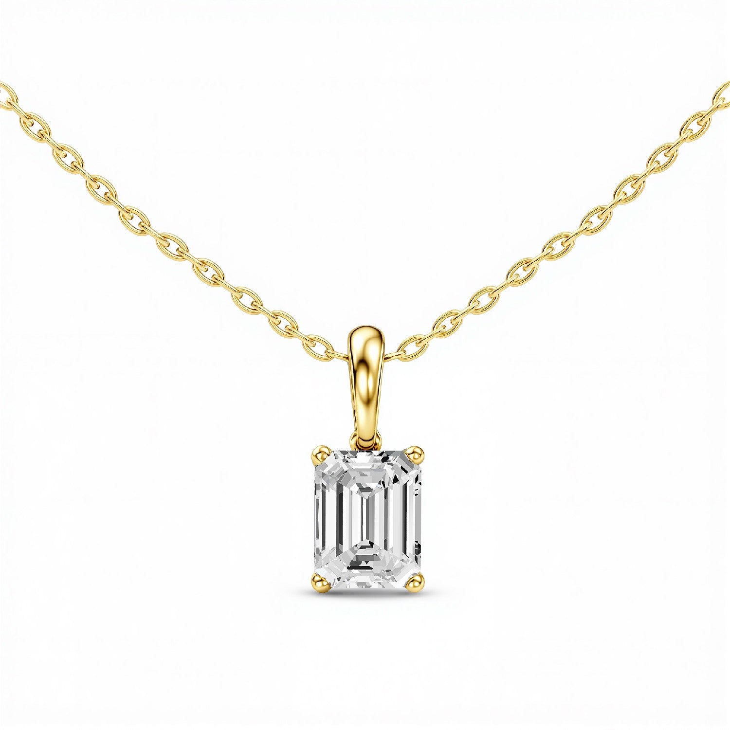 1.50 CTW Emerald-Cut Lab Diamond Solitaire Pendant | 18KT Gold Vermeil.GrownńDiva