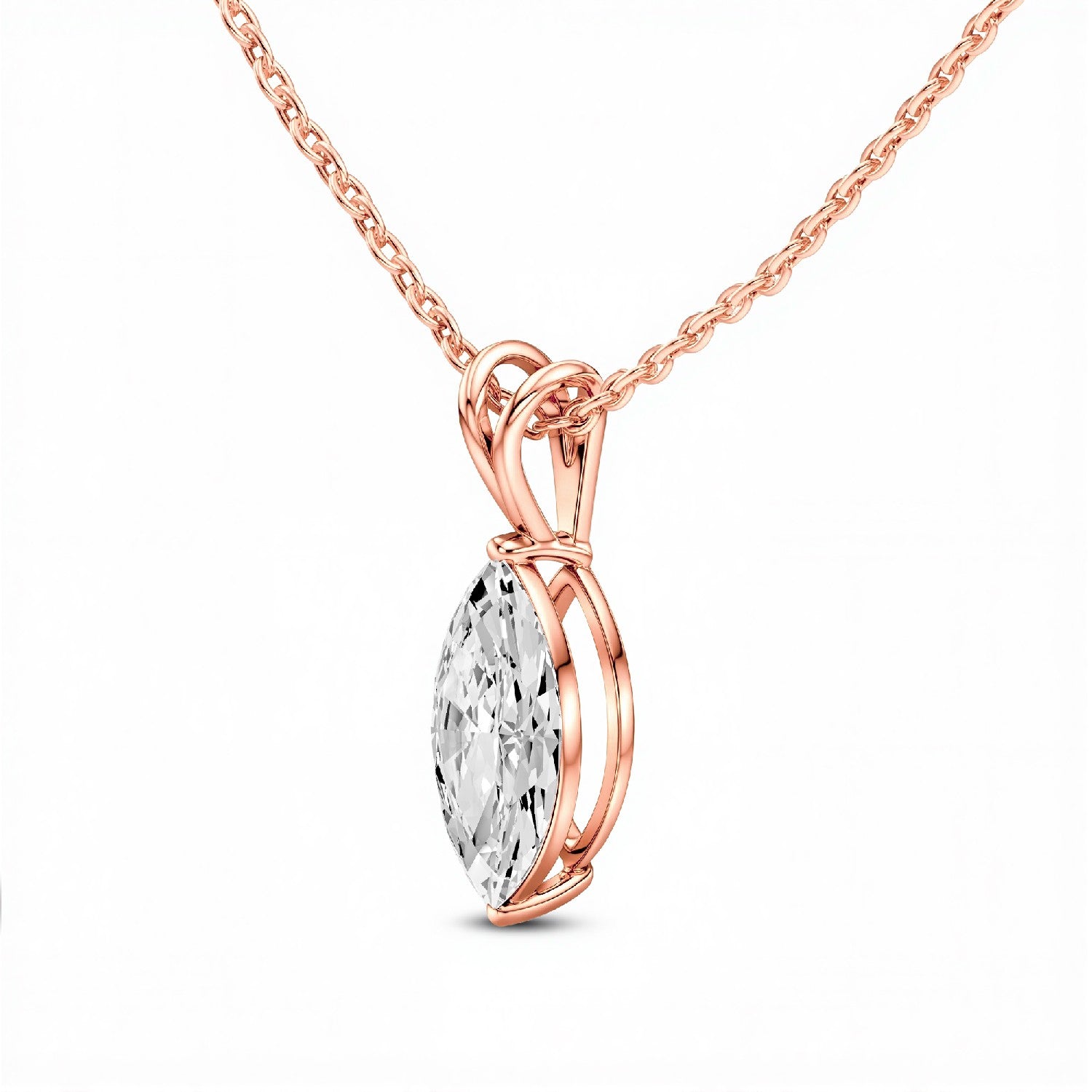 1.50 CTW Marquise-Cut Lab Diamond Solitaire Pendant | 18KT Gold Vermeil.GrownńDiva.