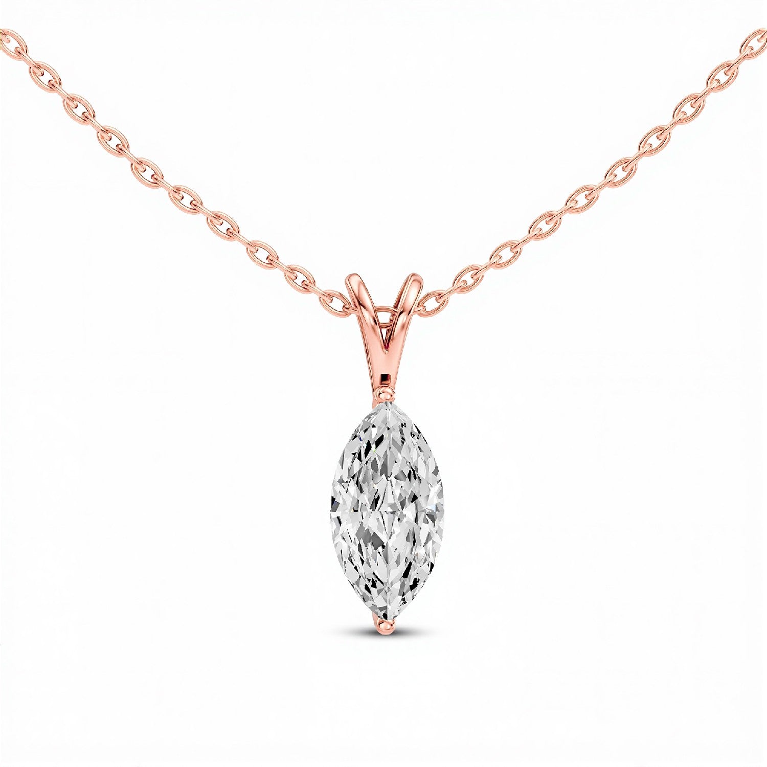 1.50 CTW Marquise-Cut Lab Diamond Solitaire Pendant | 18KT Gold Vermeil.GrownńDiva.