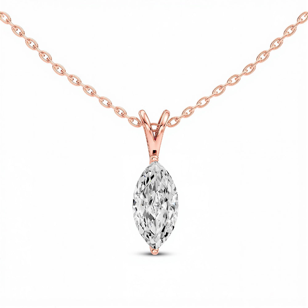 1.50 CTW Marquise-Cut Lab Diamond Solitaire Pendant | 18KT Gold Vermeil.GrownńDiva.