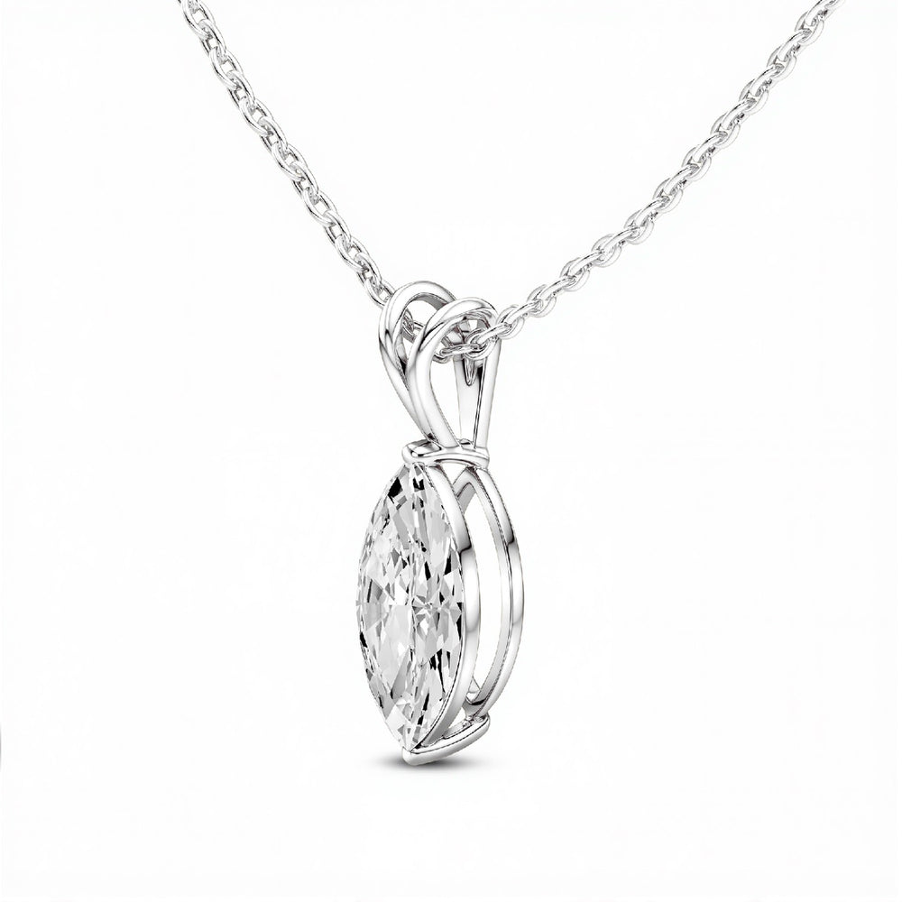 1.50 CTW Marquise-Cut Lab Diamond Solitaire Pendant | 18KT Gold Vermeil.GrownńDiva.