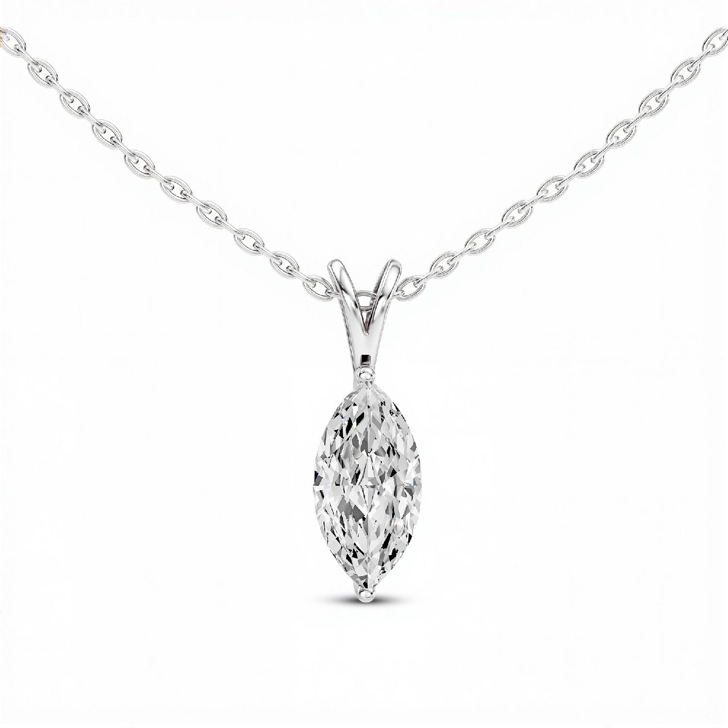 1.50 CTW Marquise-Cut Lab Diamond Solitaire Pendant | 18KT Gold Vermeil.GrownńDiva.
