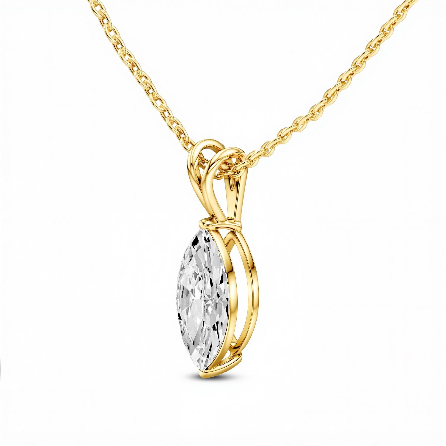 1.50 CTW Marquise-Cut Lab Diamond Solitaire Pendant | 18KT Gold Vermeil.GrownńDiva.