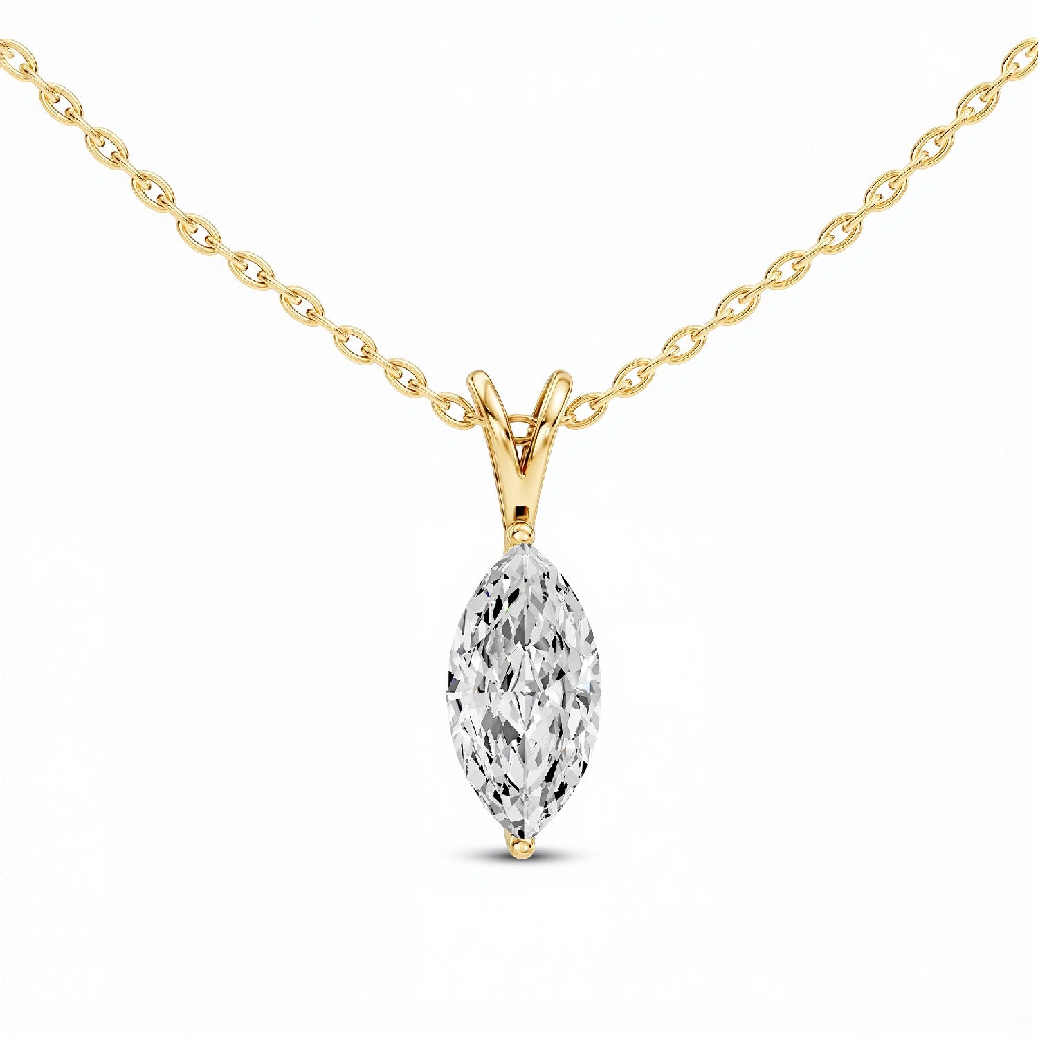 1.50 CTW Marquise-Cut Lab Diamond Solitaire Pendant | 18KT Gold Vermeil.GrownńDiva.