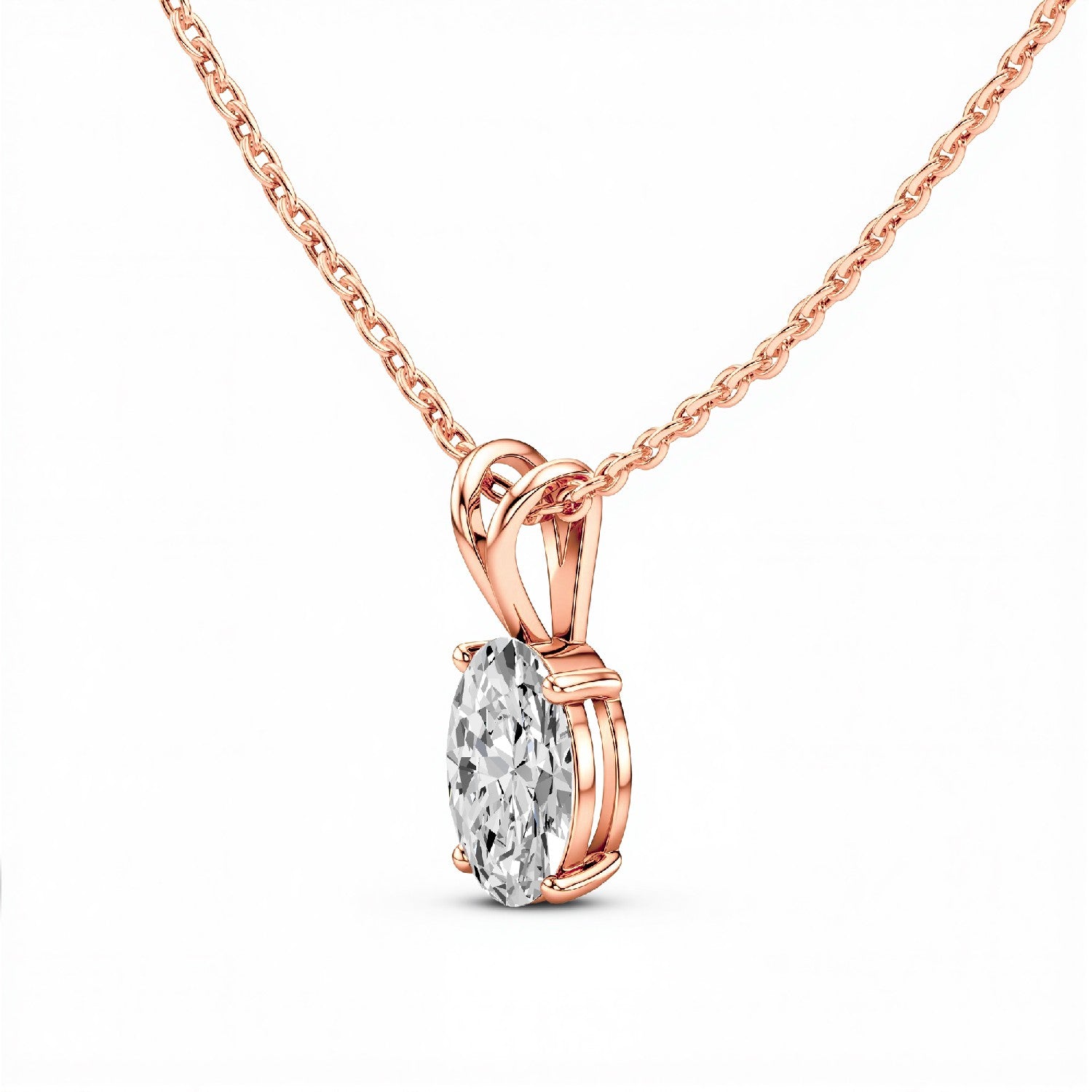 1.50 CTW Oval-Cut Lab Diamond Solitaire Pendant | 18KT Gold Vermeil.GrownńDiva
