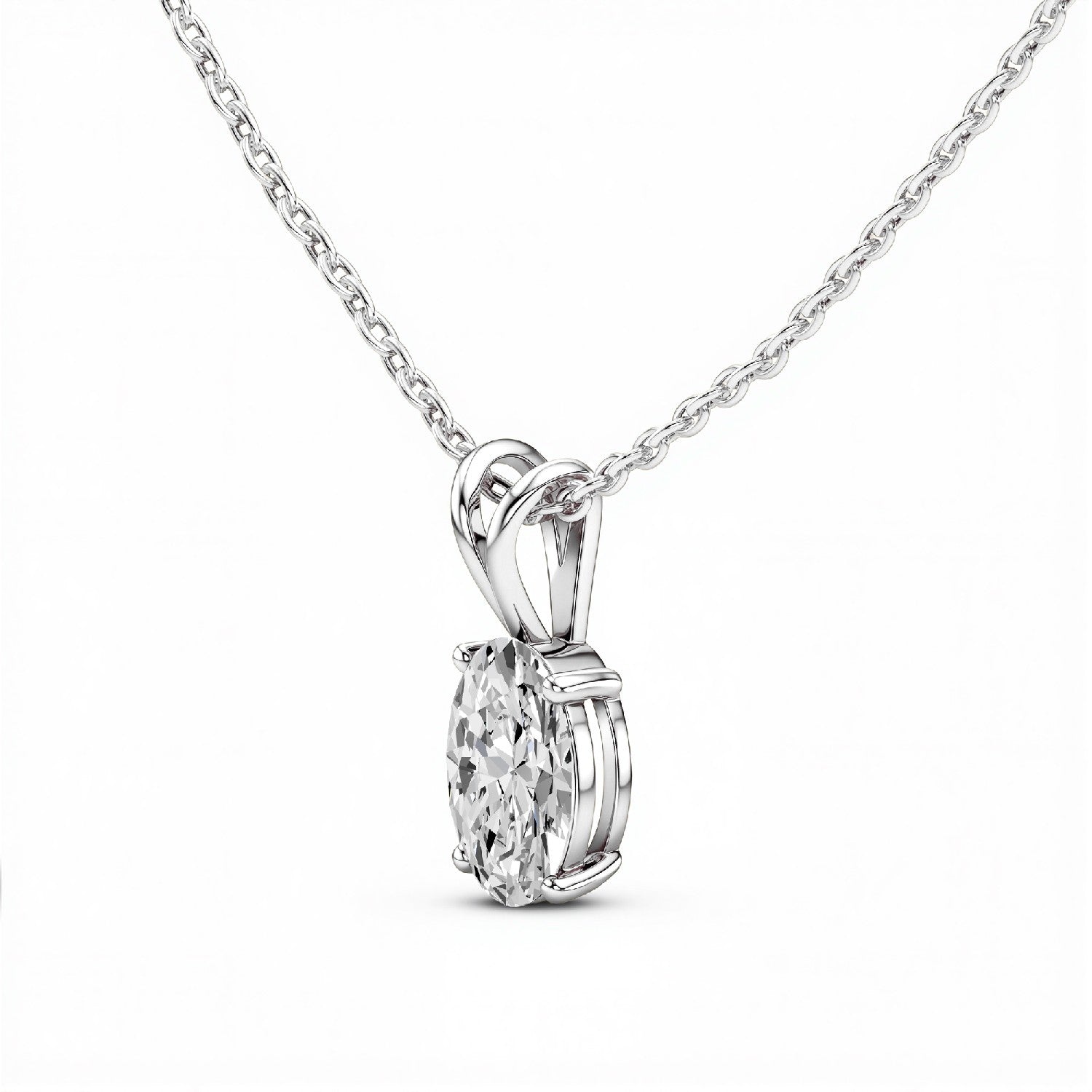 1.50 CTW Oval-Cut Lab Diamond Solitaire Pendant | 18KT Gold Vermeil.GrownńDiva