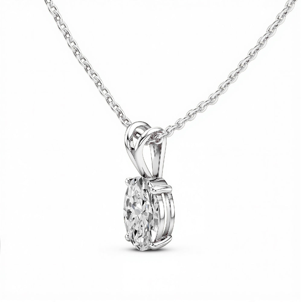 1.50 CTW Oval-Cut Lab Diamond Solitaire Pendant | 18KT Gold Vermeil.GrownńDiva