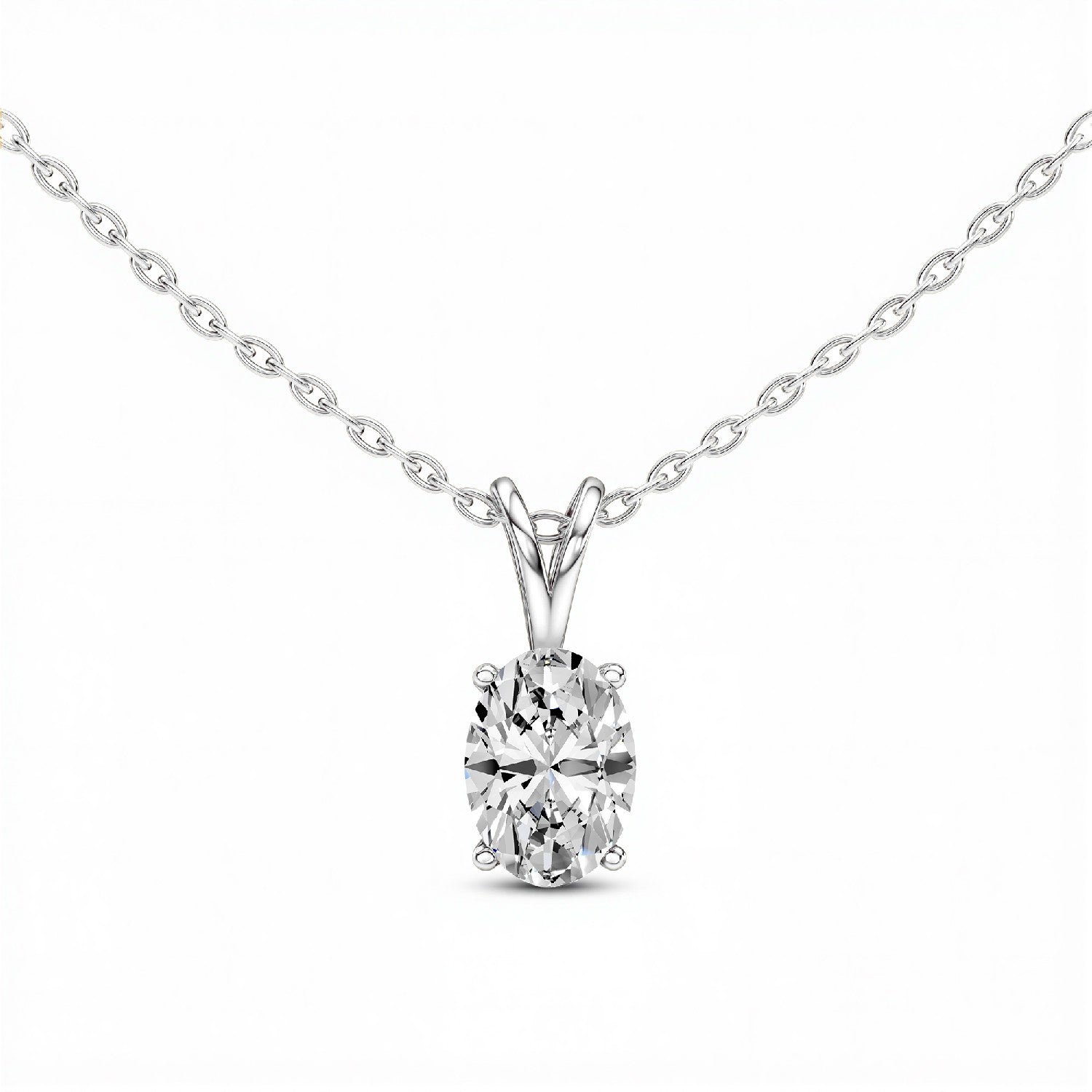 1.50 CTW Oval-Cut Lab Diamond Solitaire Pendant | 18KT Gold Vermeil.GrownńDiva
