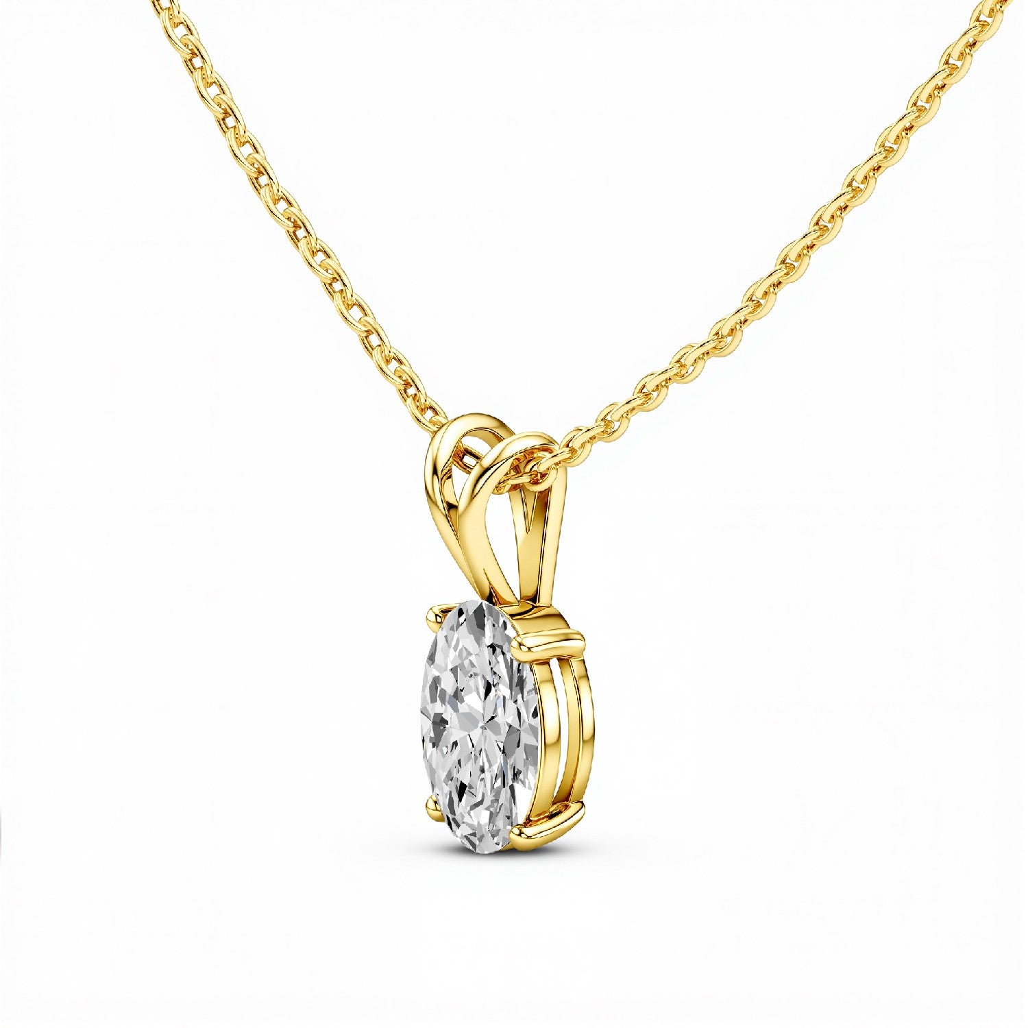 1.50 CTW Oval-Cut Lab Diamond Solitaire Pendant | 18KT Gold Vermeil.GrownńDiva