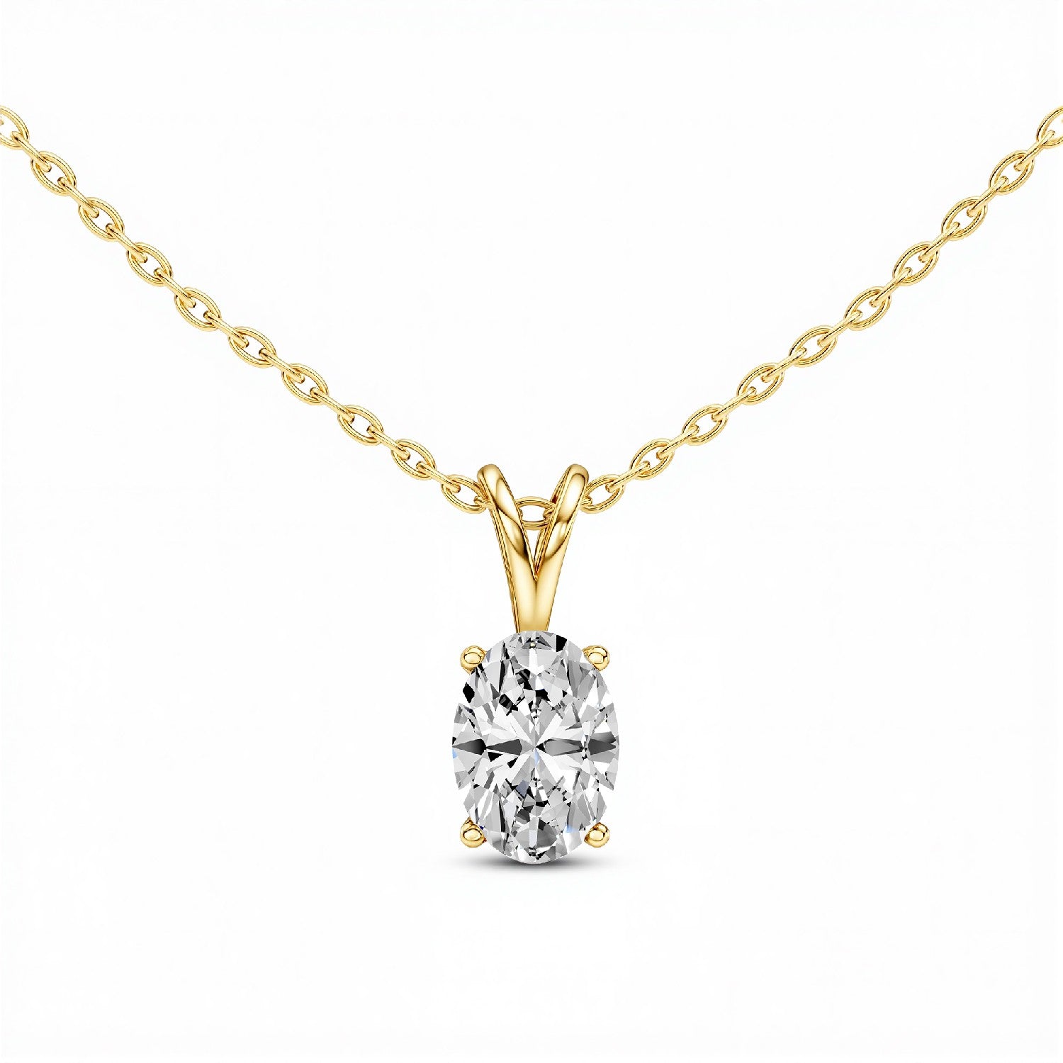 1.50 CTW Oval-Cut Lab Diamond Solitaire Pendant | 18KT Gold Vermeil.GrownńDiva
