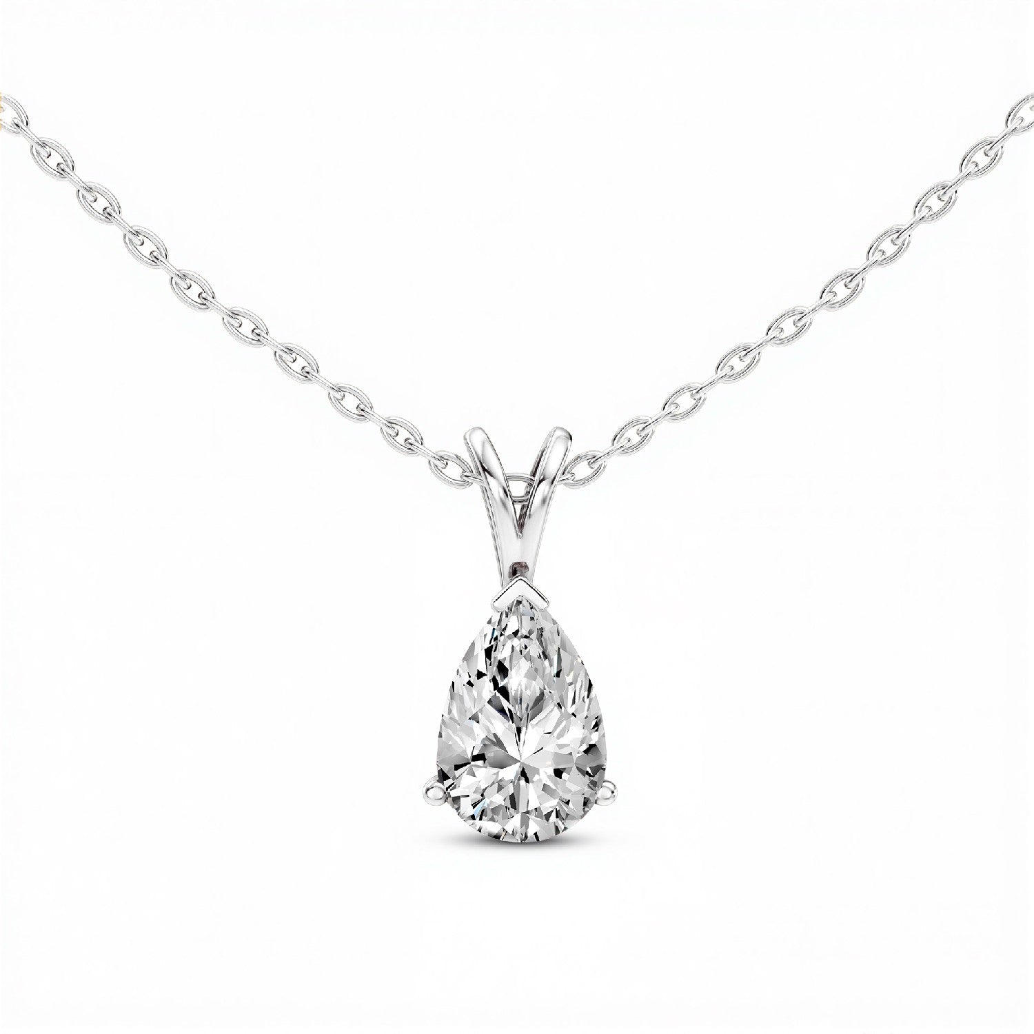 1.50 CTW Pear-Cut Lab Diamond Solitaire Pendant | 18KT Gold Vermeil.GrownńDiva