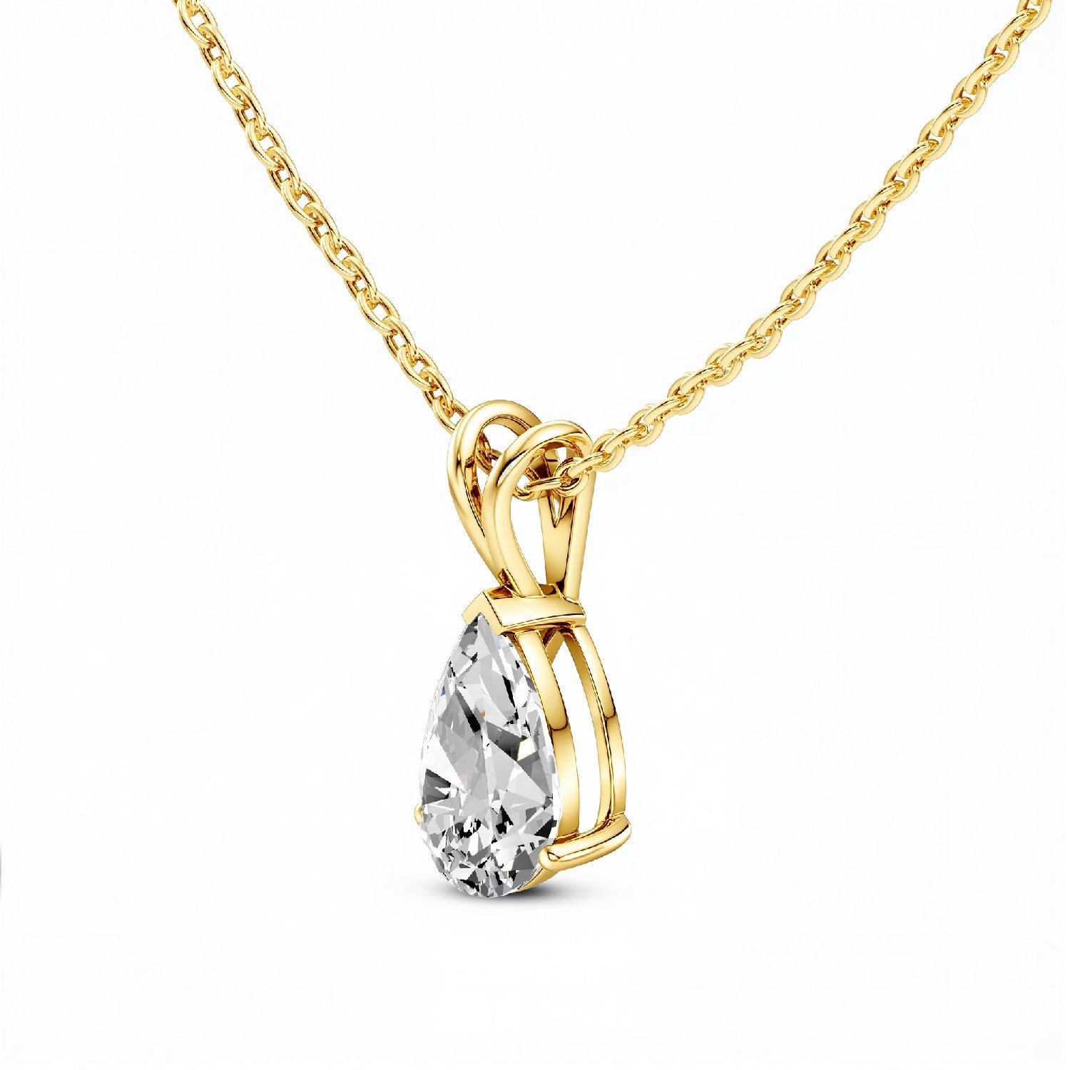 1.50 CTW Pear-Cut Lab Diamond Solitaire Pendant | 18KT Gold Vermeil.GrownńDiva
