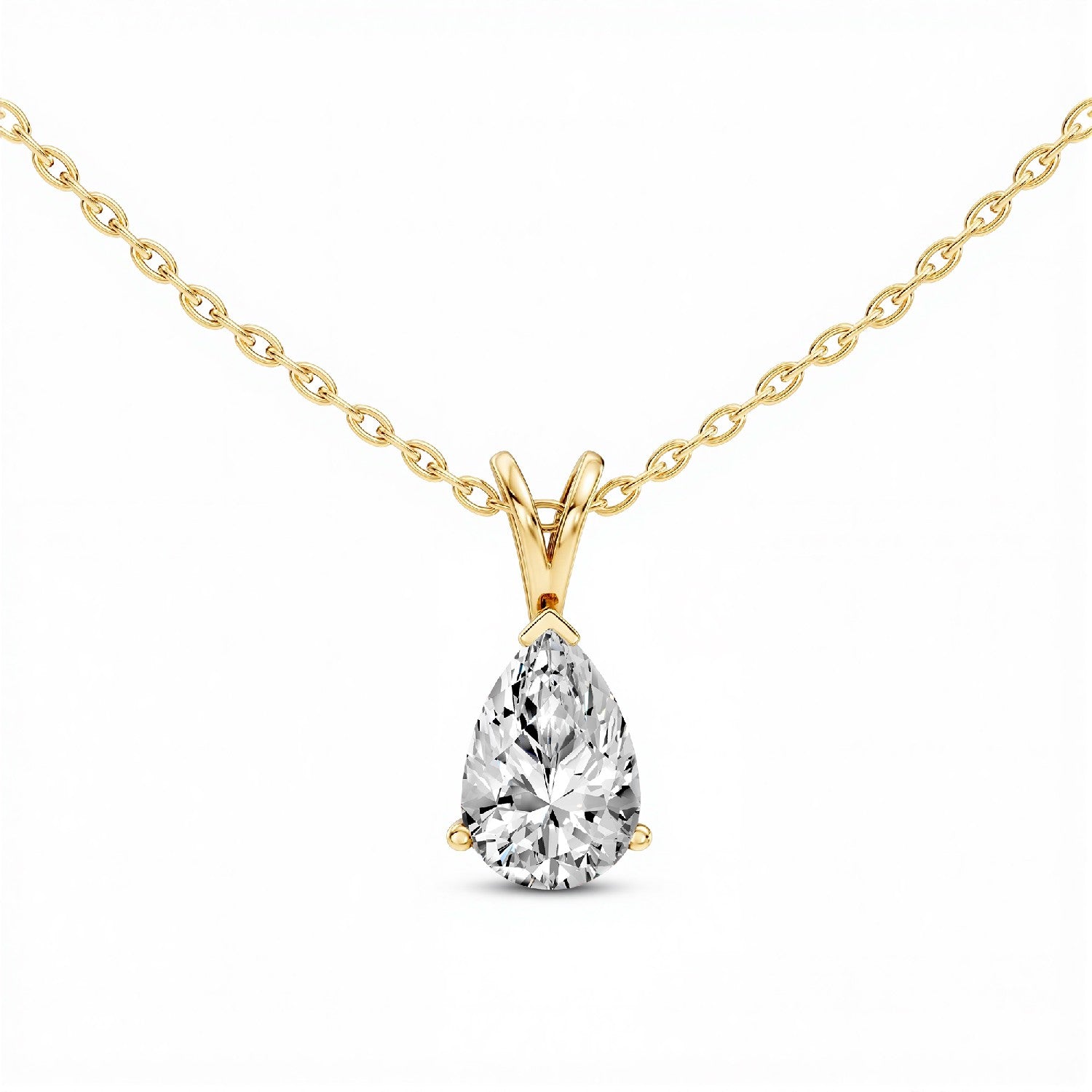 1.50 CTW Pear-Cut Lab Diamond Solitaire Pendant | 18KT Gold Vermeil.GrownńDiva