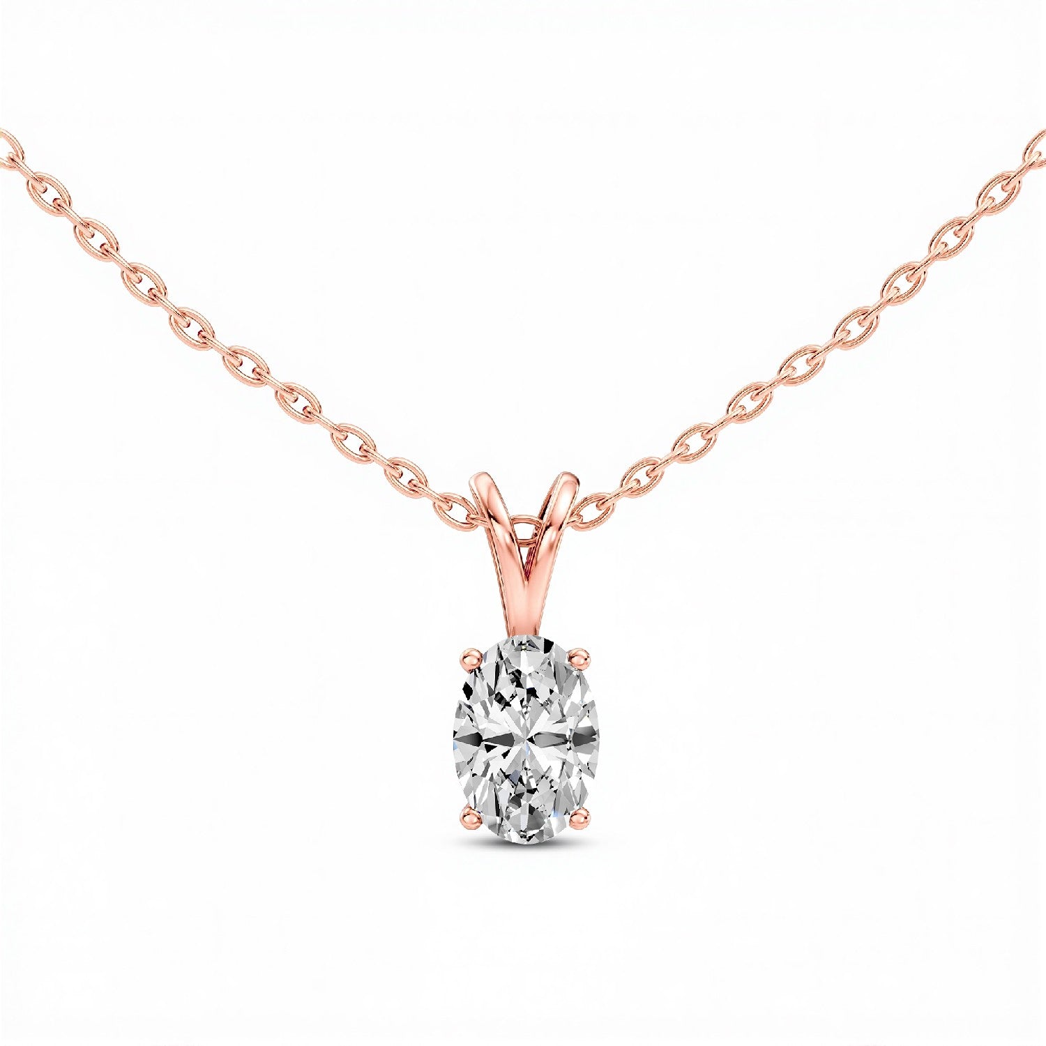 1.00 CT Lab Grown Diamond Oval Solitaire Pendant - 18kt Gold Vermeil over 925 Silver - GrownńDiva
