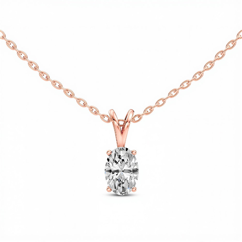 1.00 CT Lab Grown Diamond Oval Solitaire Pendant - 18kt Gold Vermeil over 925 Silver - GrownńDiva