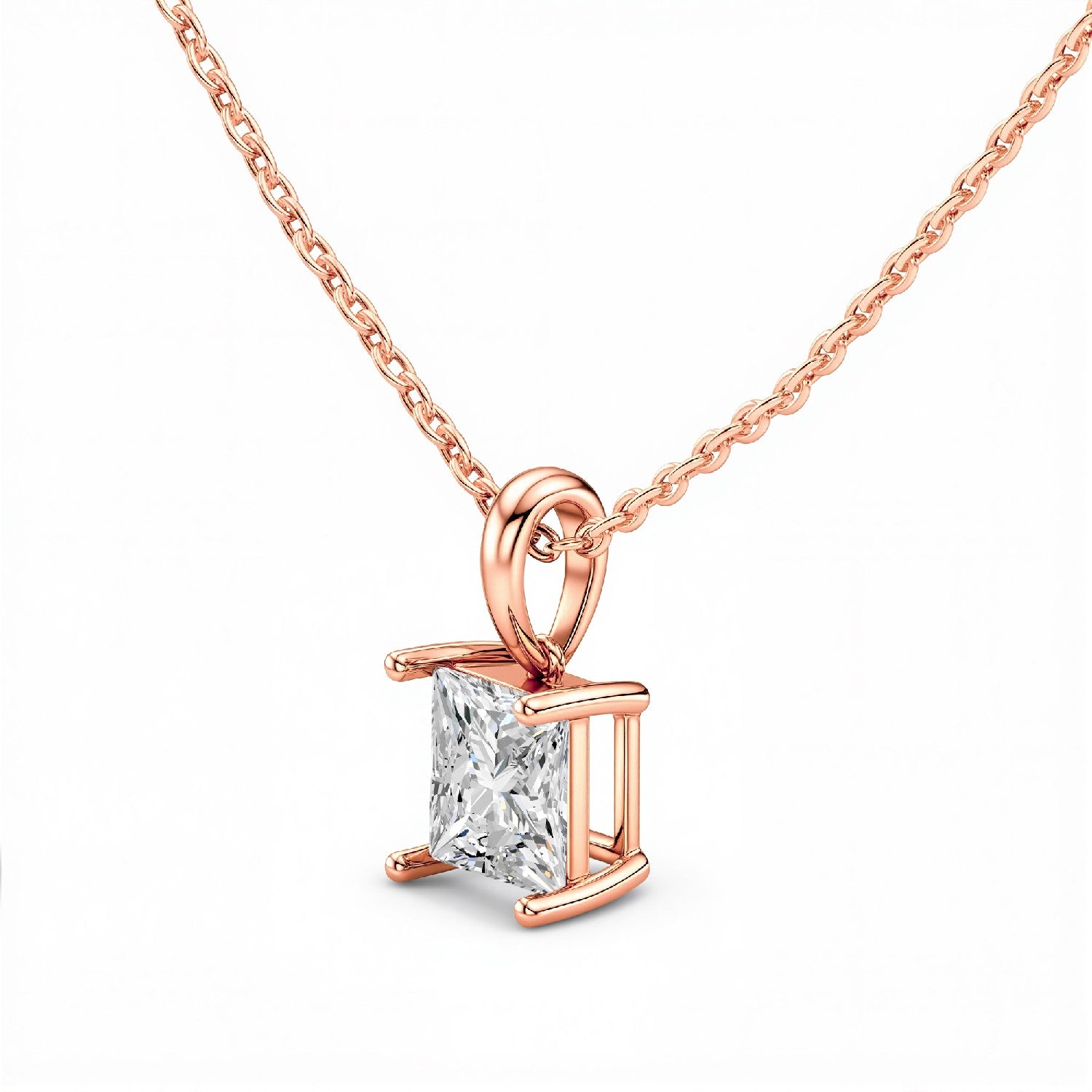 1.50 CTW Princess-Cut Lab Diamond Solitaire Pendant | 18KT Gold Vermeil.GrownńDiva