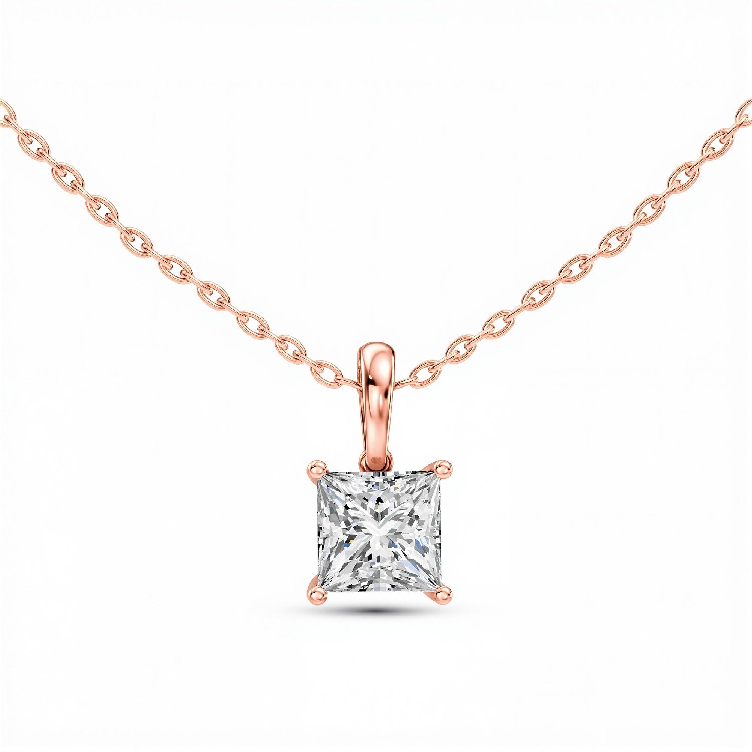 1.50 CTW Princess-Cut Lab Diamond Solitaire Pendant | 18KT Gold Vermeil.GrownńDiva