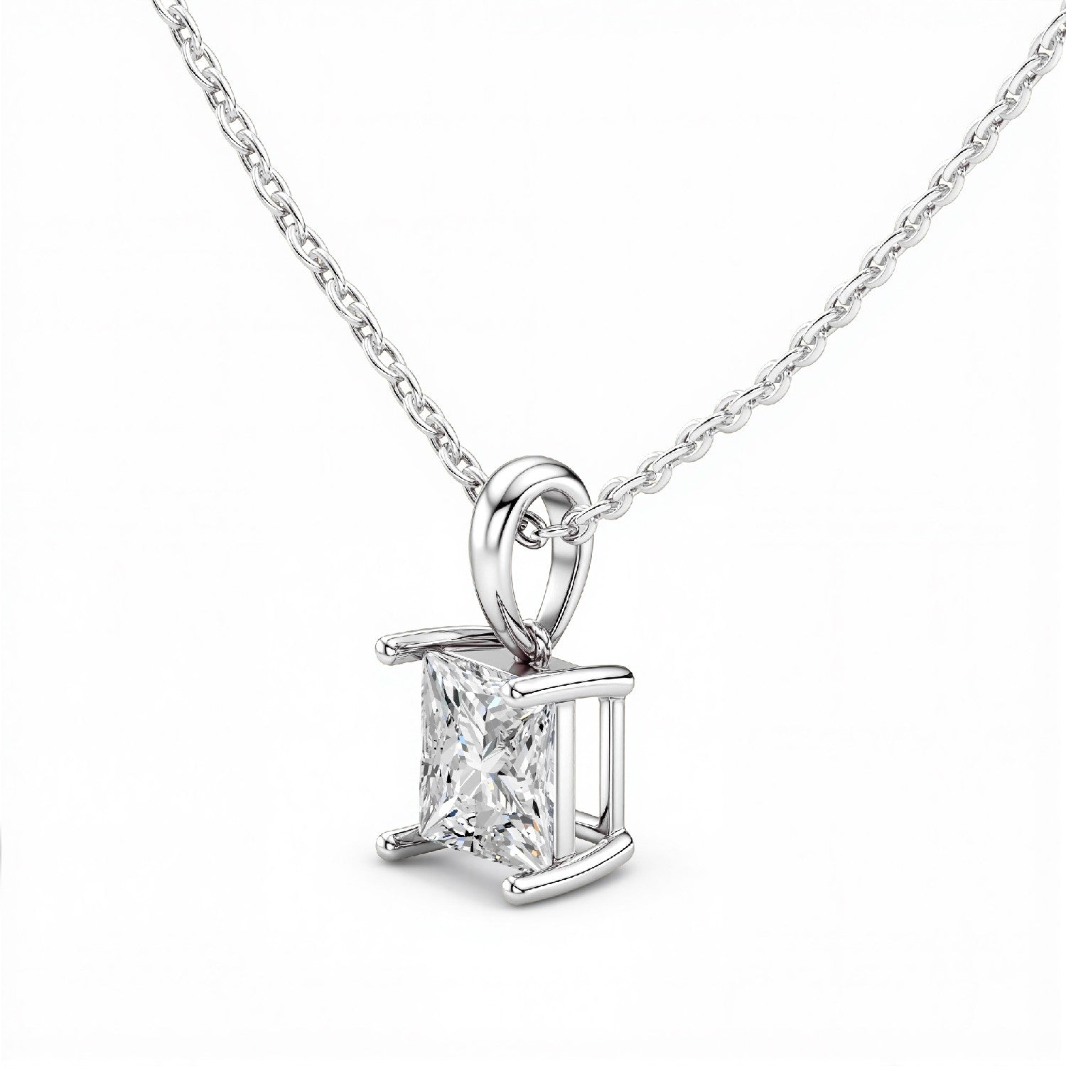 1.50 CTW Princess-Cut Lab Diamond Solitaire Pendant | 18KT Gold Vermeil.GrownńDiva