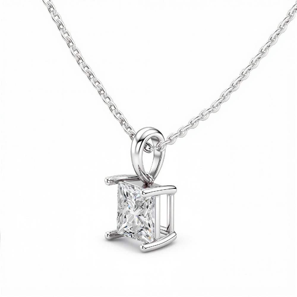 1.50 CTW Princess-Cut Lab Diamond Solitaire Pendant | 18KT Gold Vermeil.GrownńDiva