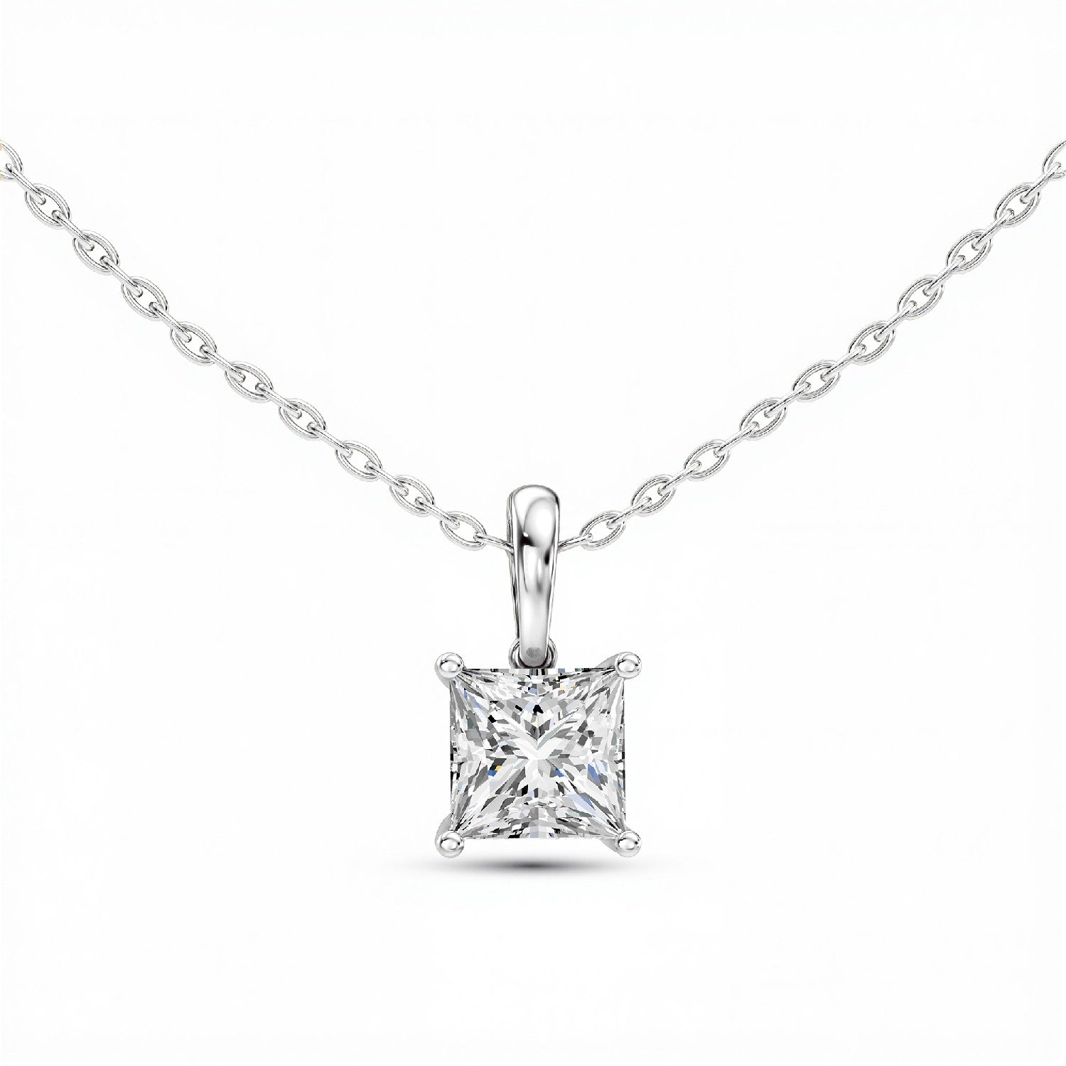 1.50 CTW Princess-Cut Lab Diamond Solitaire Pendant | 18KT Gold Vermeil.GrownńDiva