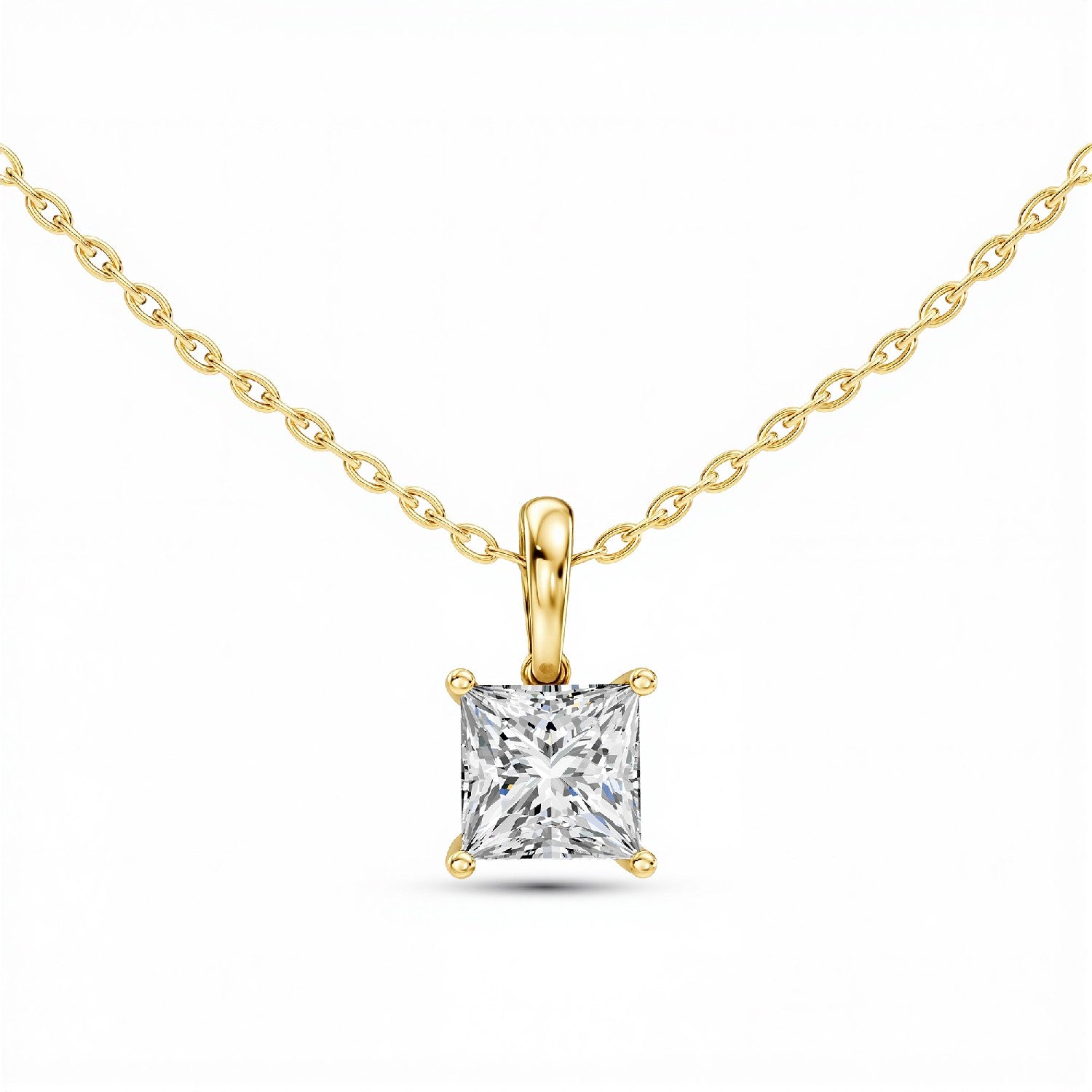 1.50 CTW Princess-Cut Lab Diamond Solitaire Pendant | 18KT Gold Vermeil.GrownńDiva