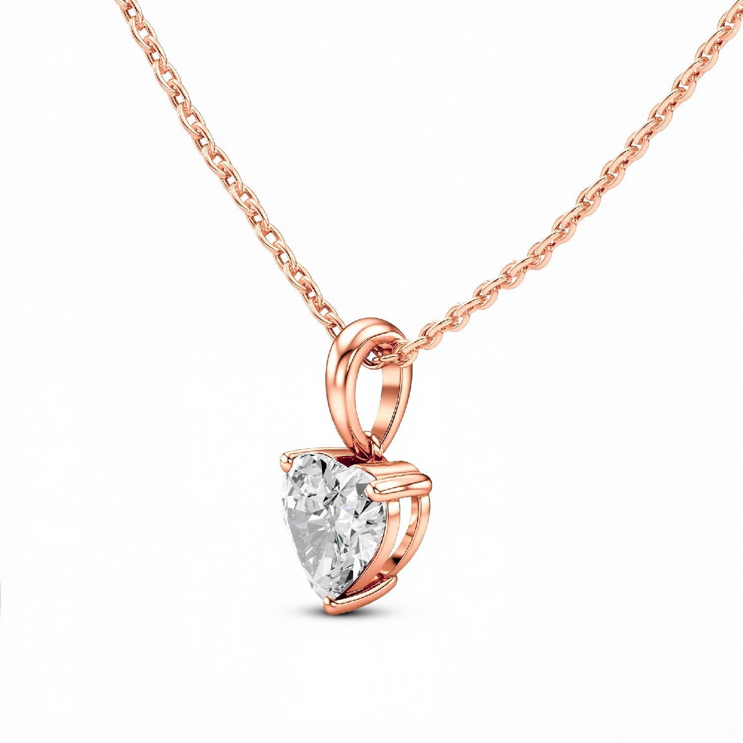 1.00 CT Lab Grown Heart Diamond Solitaire Pendant - 18kt Gold Vermeil over 925 Silver - GrownńDiva