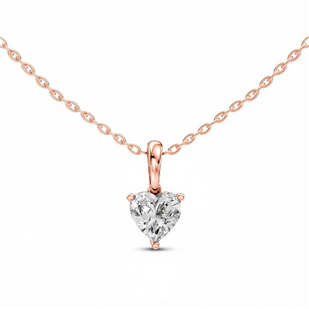 1.00 CT Lab Grown Heart Diamond Solitaire Pendant - 18kt Gold Vermeil over 925 Silver - GrownńDiva