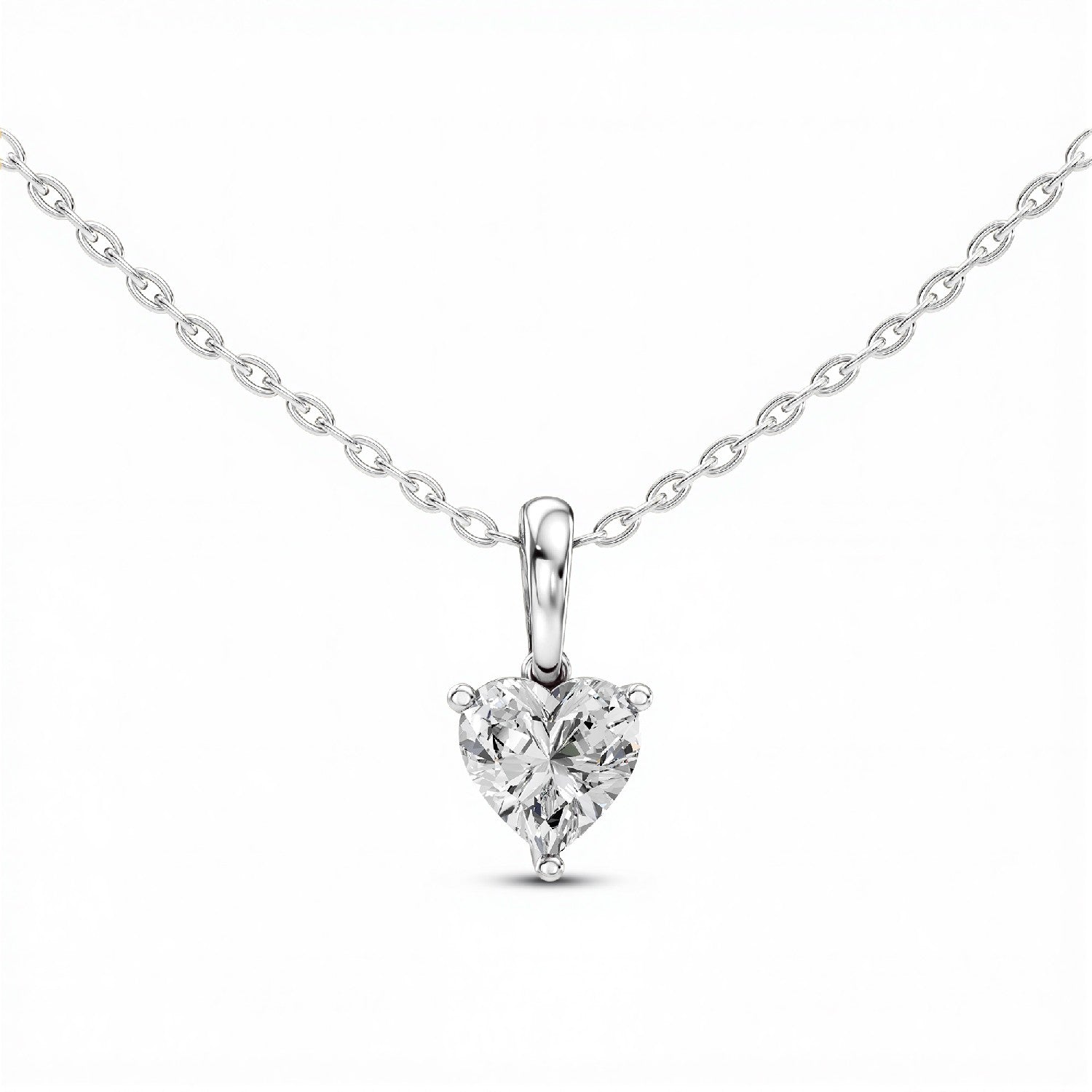 1.00 CT Lab Grown Heart Diamond Solitaire Pendant - 18kt Gold Vermeil over 925 Silver - GrownńDiva