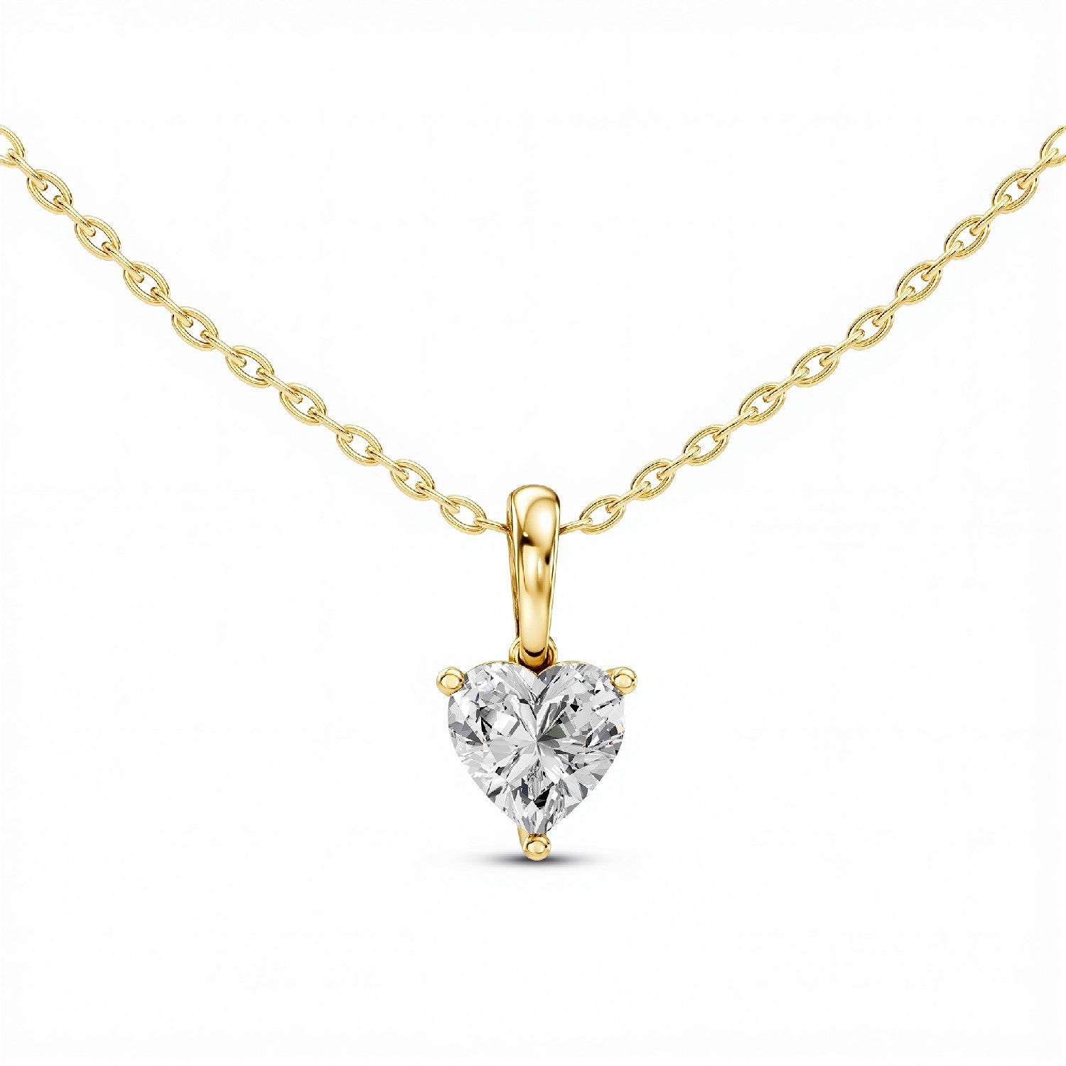 1.00 CT Lab Grown Heart Diamond Solitaire Pendant - 18kt Gold Vermeil over 925 Silver - GrownńDiva
