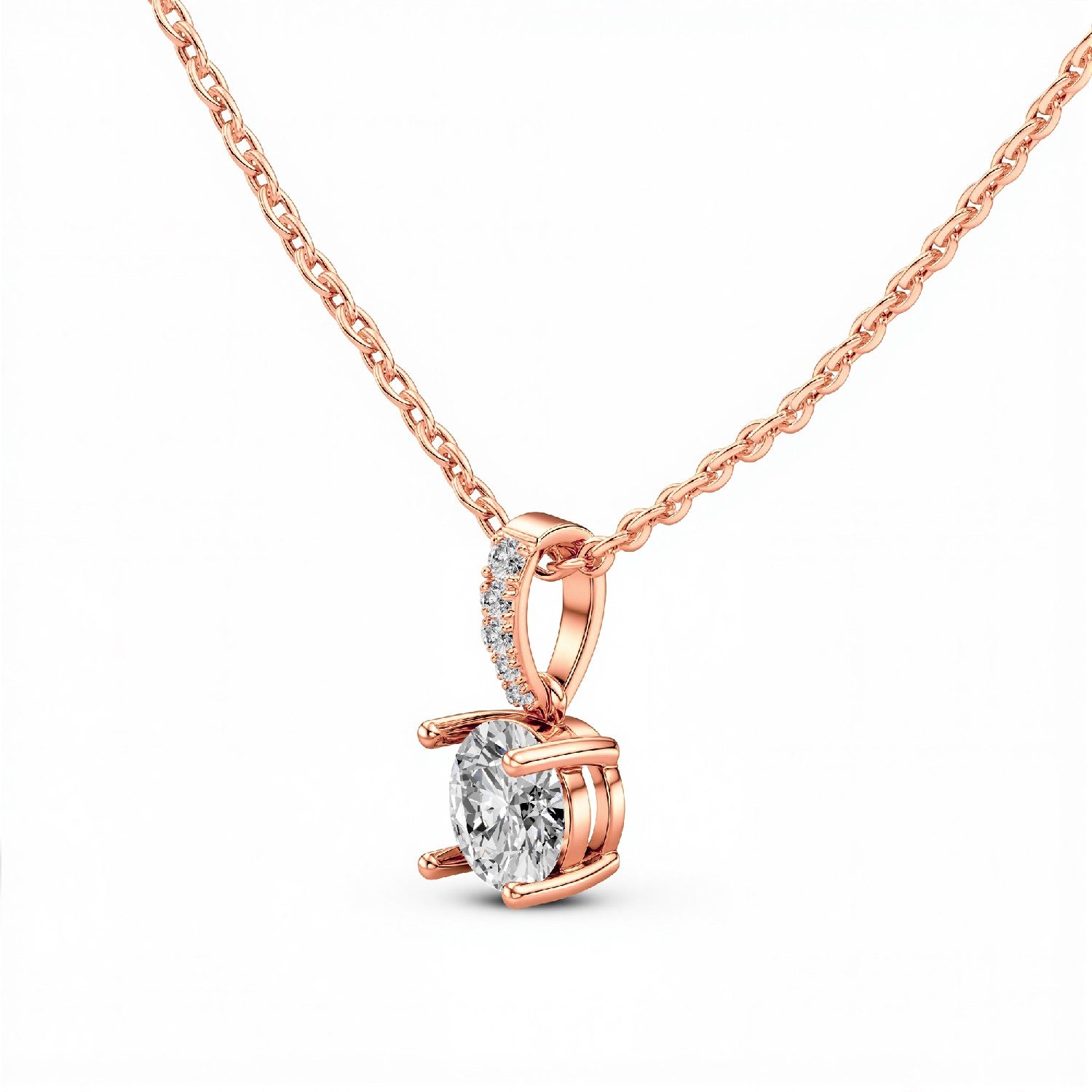 0.40 CTW Round Lab Diamond Solitaire Pendant with Accented Bail | 18KT Gold Vermeil.GrownńDiva