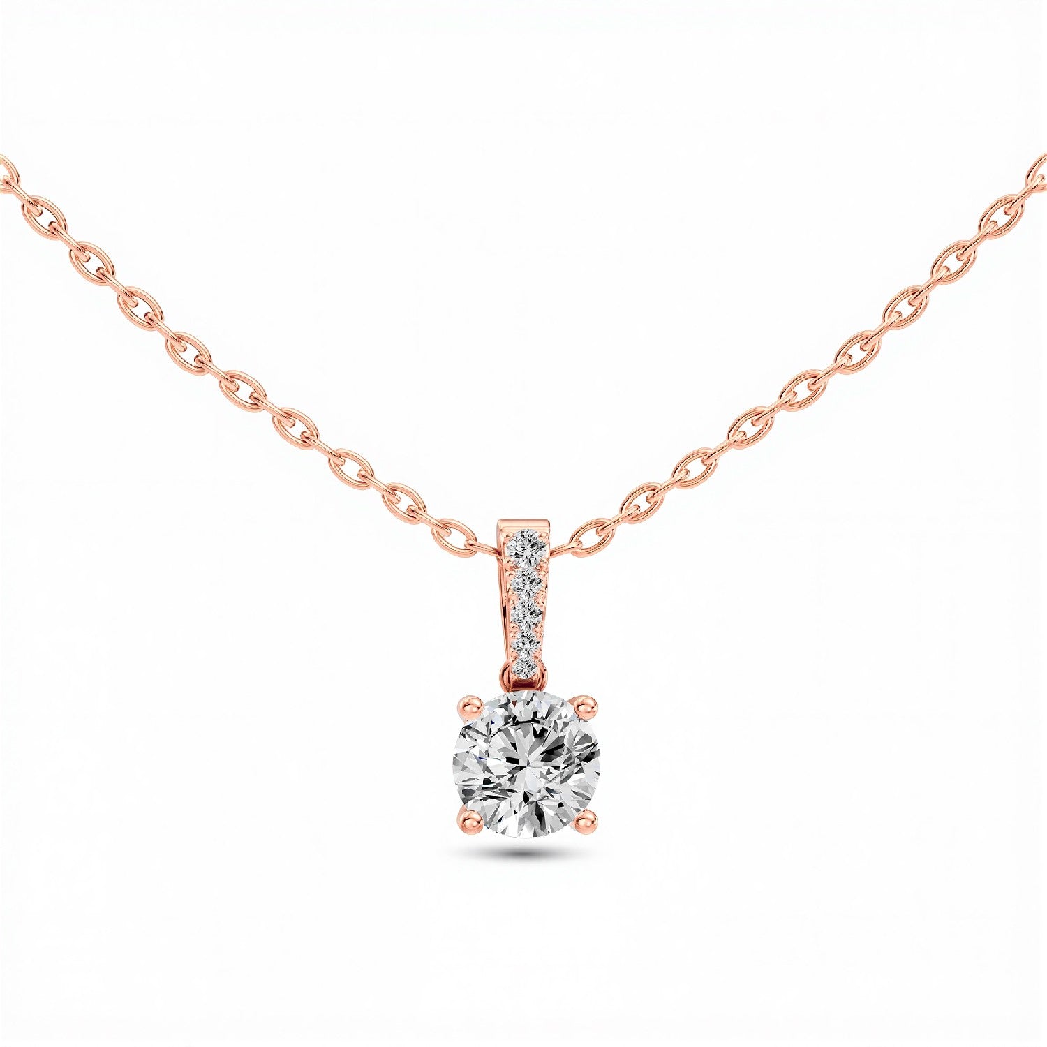 0.40 CTW Round Lab Diamond Solitaire Pendant with Accented Bail | 18KT Gold Vermeil.GrownńDiva