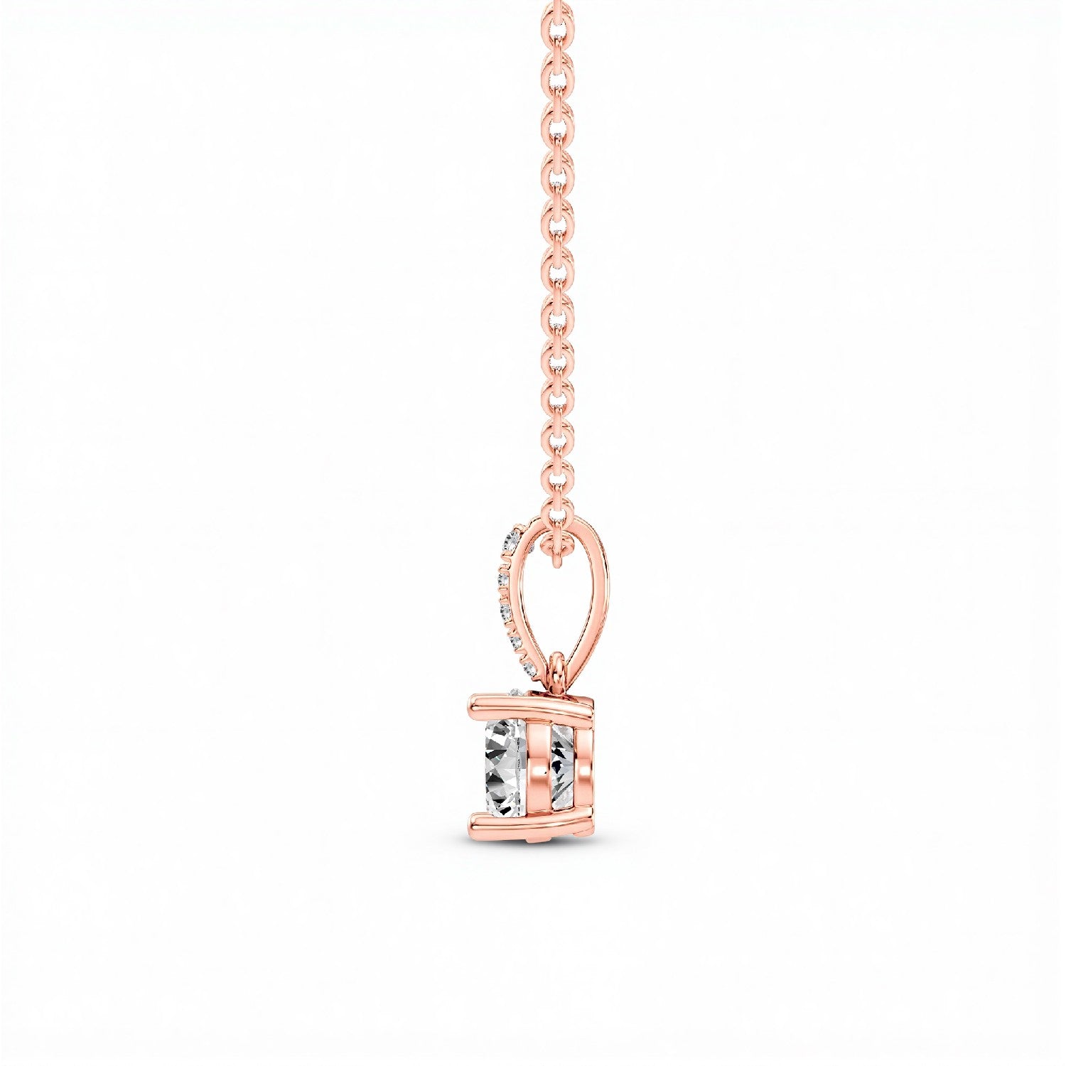 0.40 CTW Round Lab Diamond Solitaire Pendant with Accented Bail | 18KT Gold Vermeil.GrownńDiva