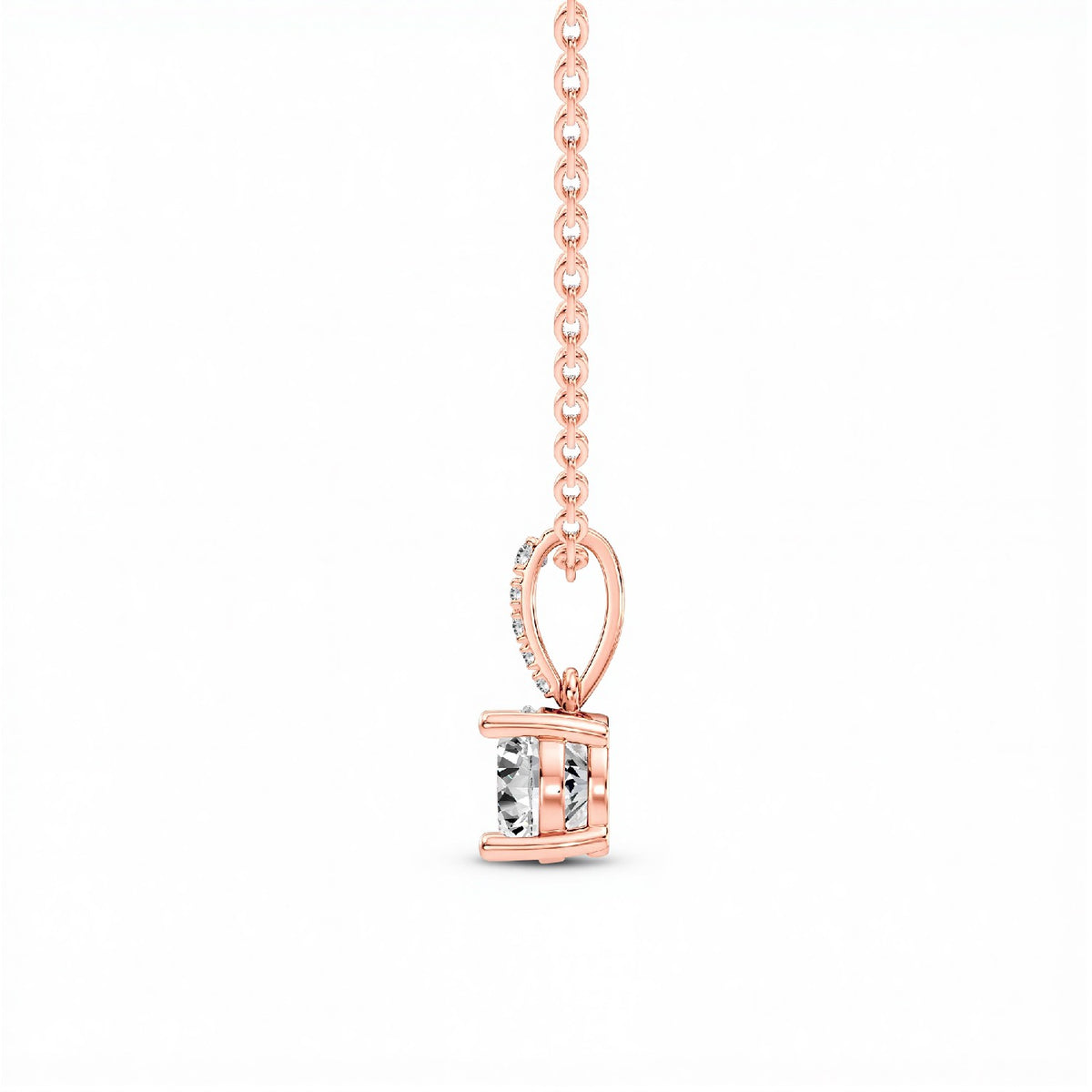 0.40 CTW Round Lab Diamond Solitaire Pendant with Accented Bail | 18KT Gold Vermeil.GrownnDiva