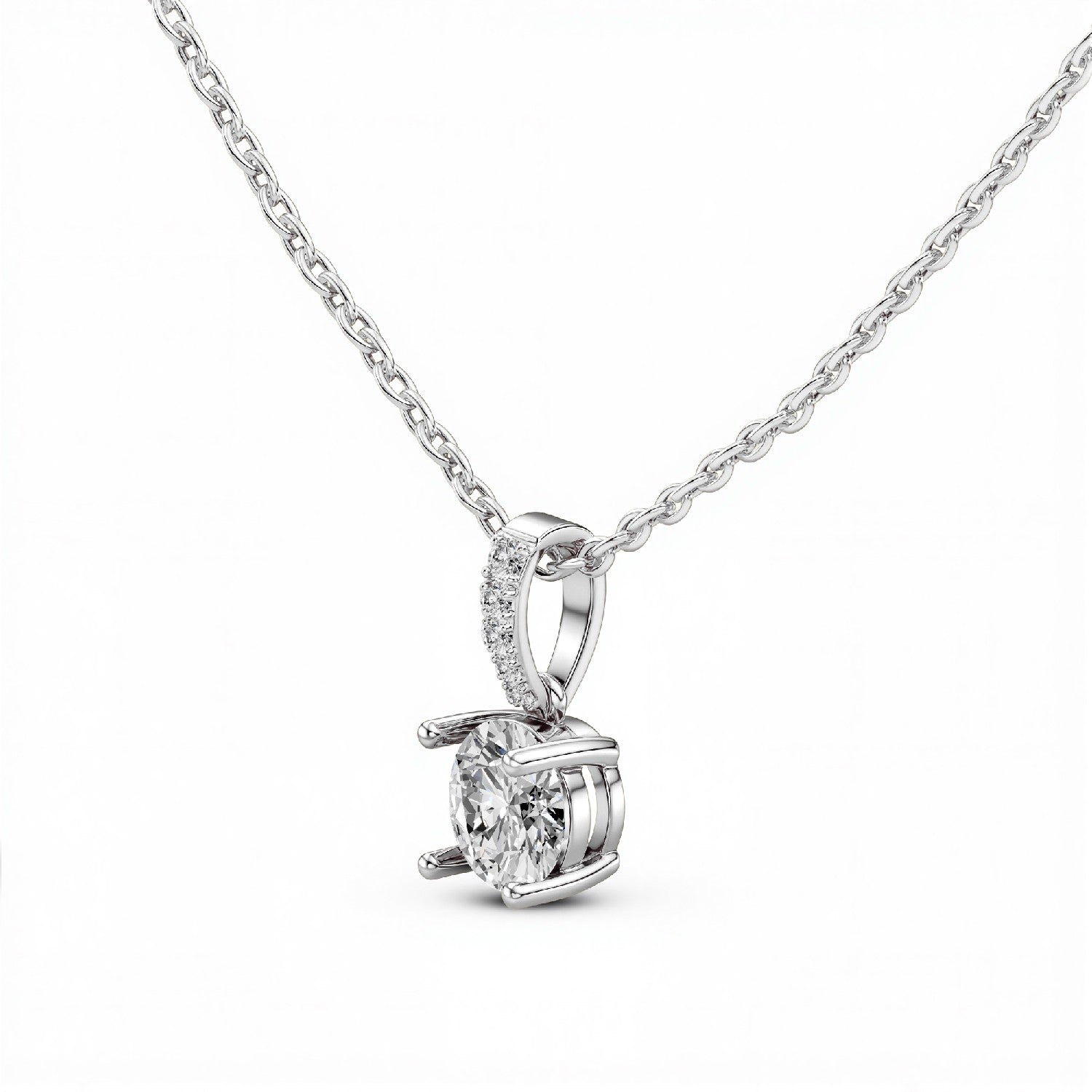 0.40 CTW Round Lab Diamond Solitaire Pendant with Accented Bail | 18KT Gold Vermeil.GrownńDiva