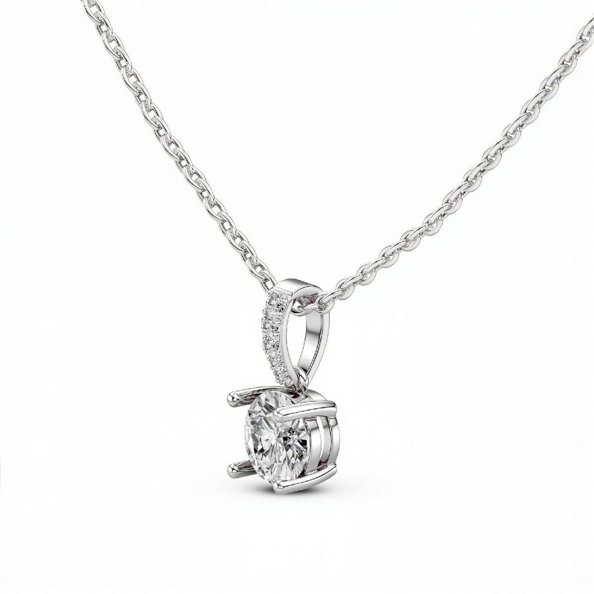 0.40 CTW Round Lab Diamond Solitaire Pendant with Accented Bail | 18KT Gold Vermeil.GrownnDiva