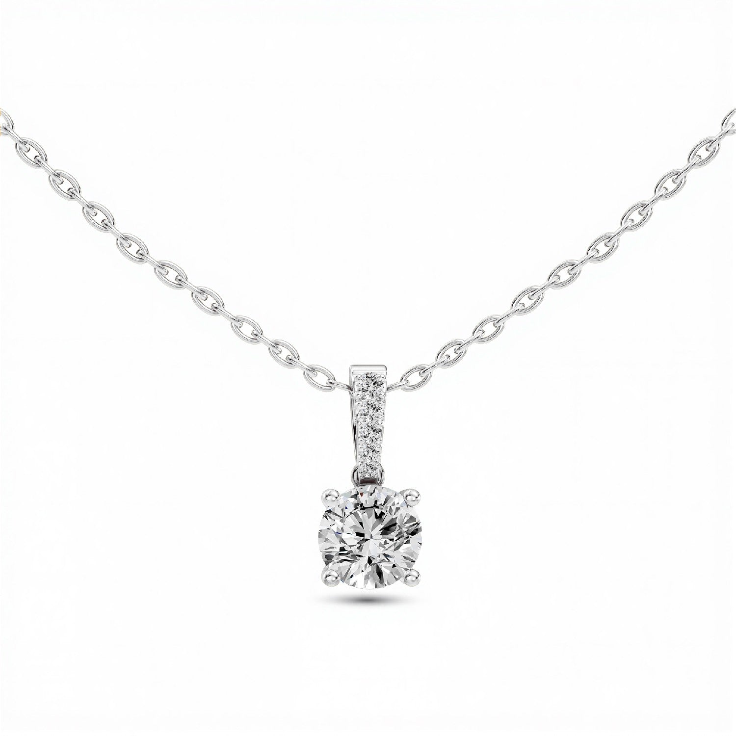 0.40 CTW Round Lab Diamond Solitaire Pendant with Accented Bail | 18KT Gold Vermeil.GrownńDiva