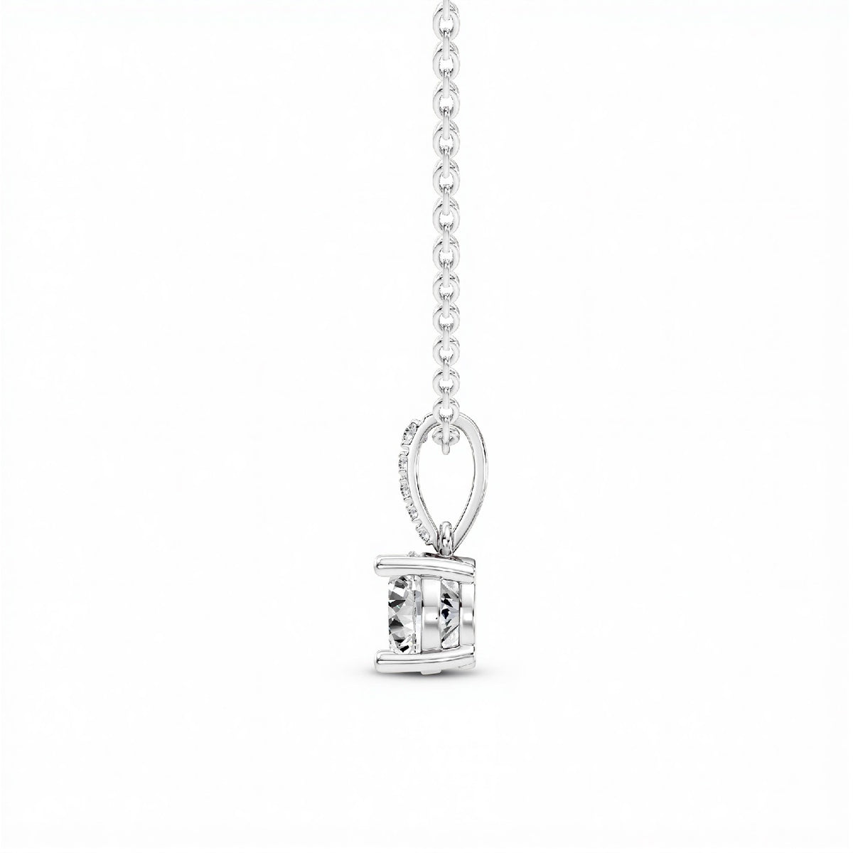 0.40 CTW Round Lab Diamond Solitaire Pendant with Accented Bail | 18KT Gold Vermeil.GrownnDiva