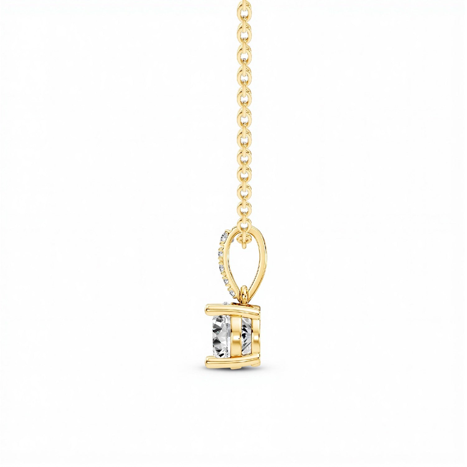 0.40 CTW Round Lab Diamond Solitaire Pendant with Accented Bail | 18KT Gold Vermeil.GrownńDiva
