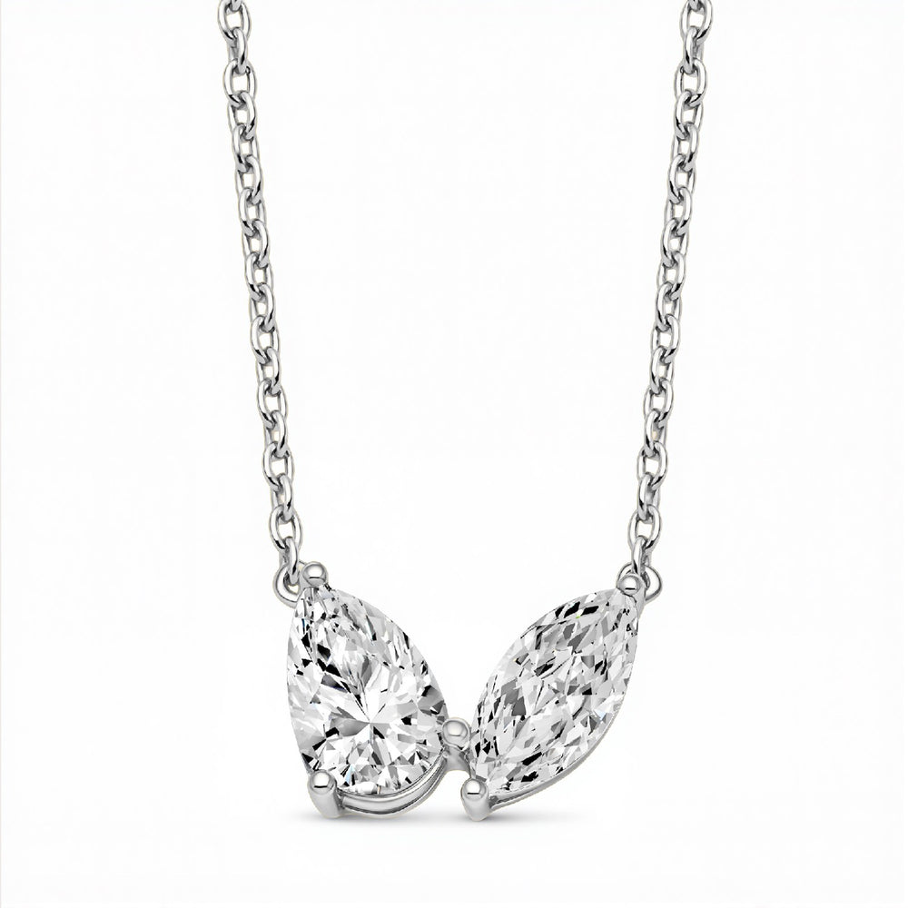 2.00 CTW Toi et Moi Pear & Marquise Lab Diamond Duo Pendant in 18kt Gold Vermeil