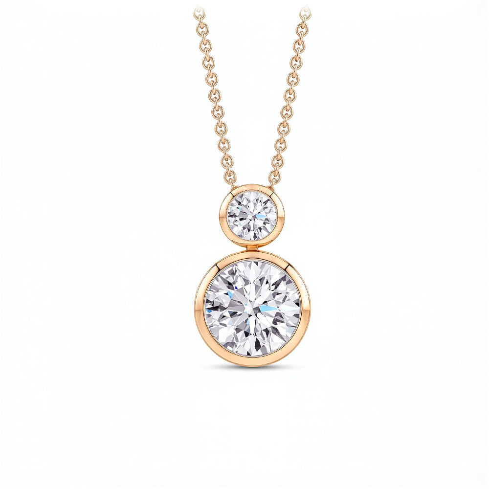 GrownńDiva Toi et Moi 2.50 CT Lab Diamond Bezel Solitaire Pendant – 18kt Gold Vermeil.