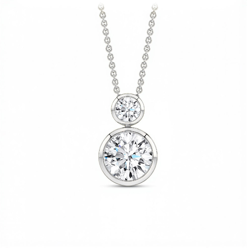 GrownńDiva Toi et Moi 2.50 CT Lab Diamond Bezel Solitaire Pendant – 18kt Gold Vermeil.