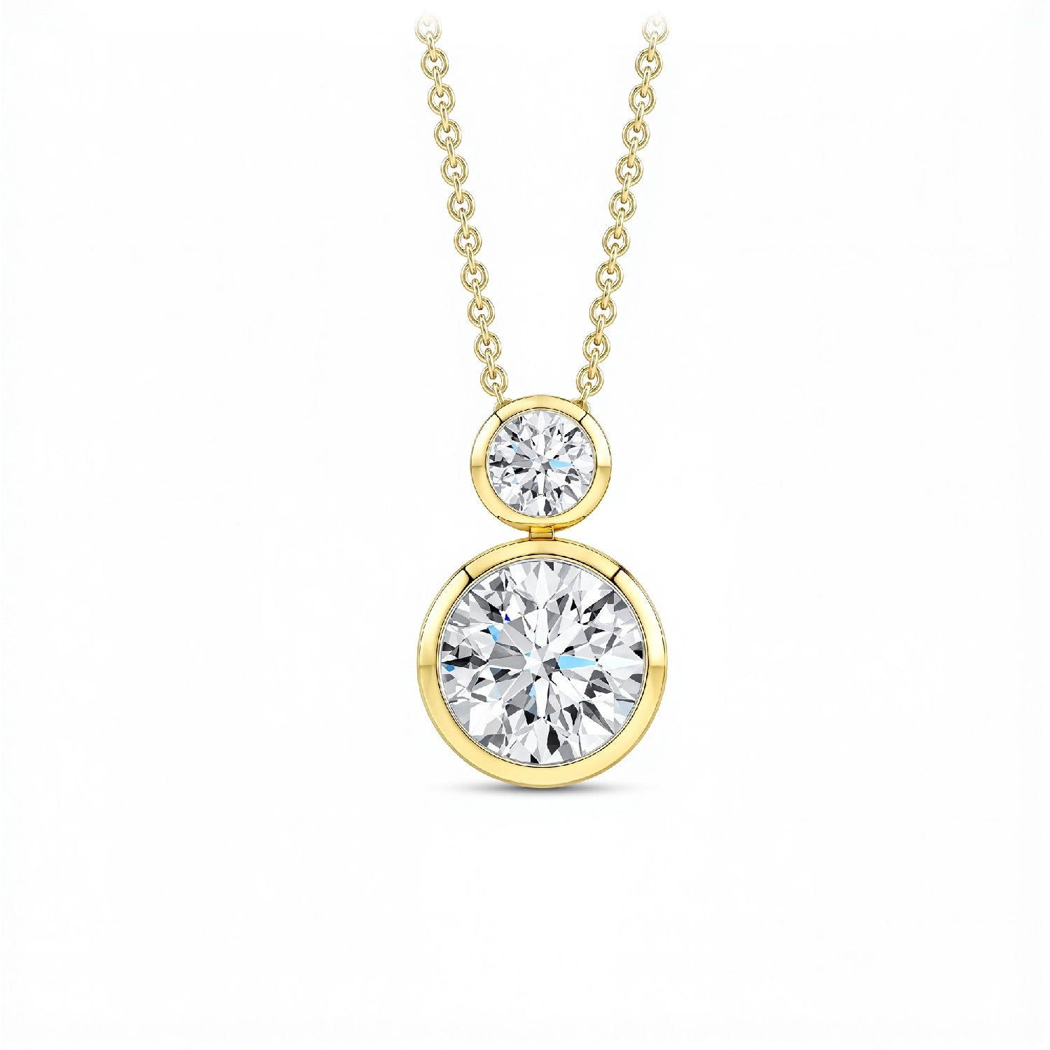 GrownńDiva Toi et Moi 2.50 CT Lab Diamond Bezel Solitaire Pendant – 18kt Gold Vermeil.