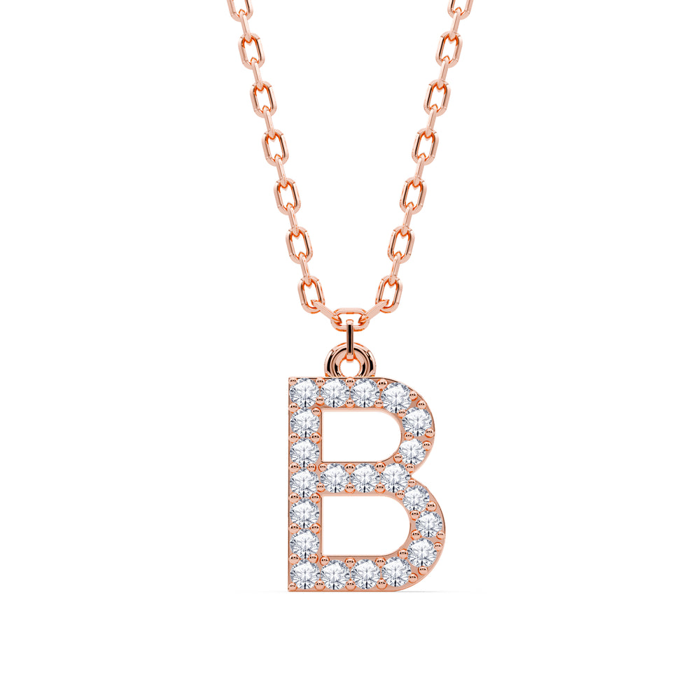 Lab Diamond Initial "B" Pendant in 18kt Gold Vermeil | by GrownńDiva