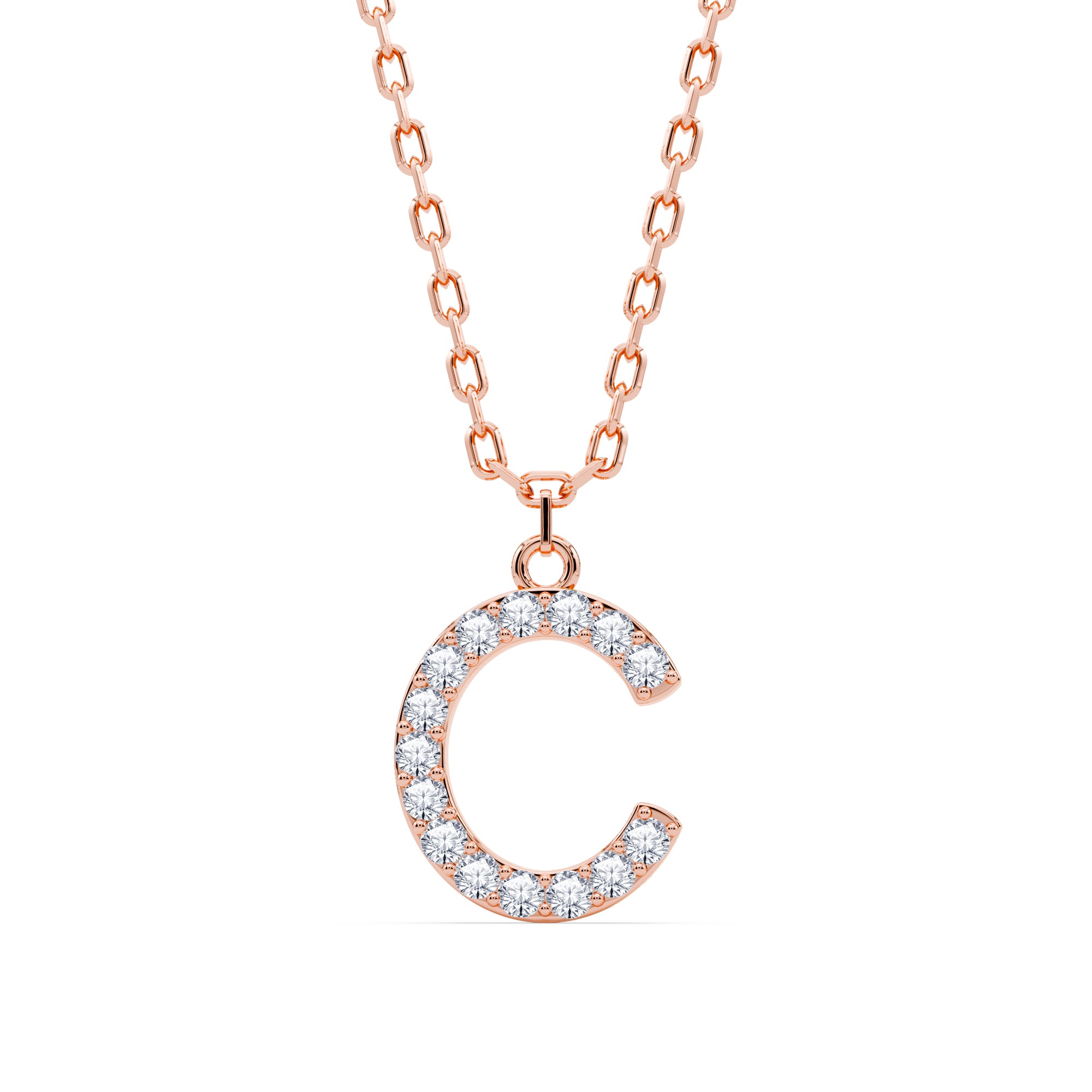 Lab-Grown Diamond Initial "C" Pendant in 18kt Gold Vermeil | GrownńDiva.