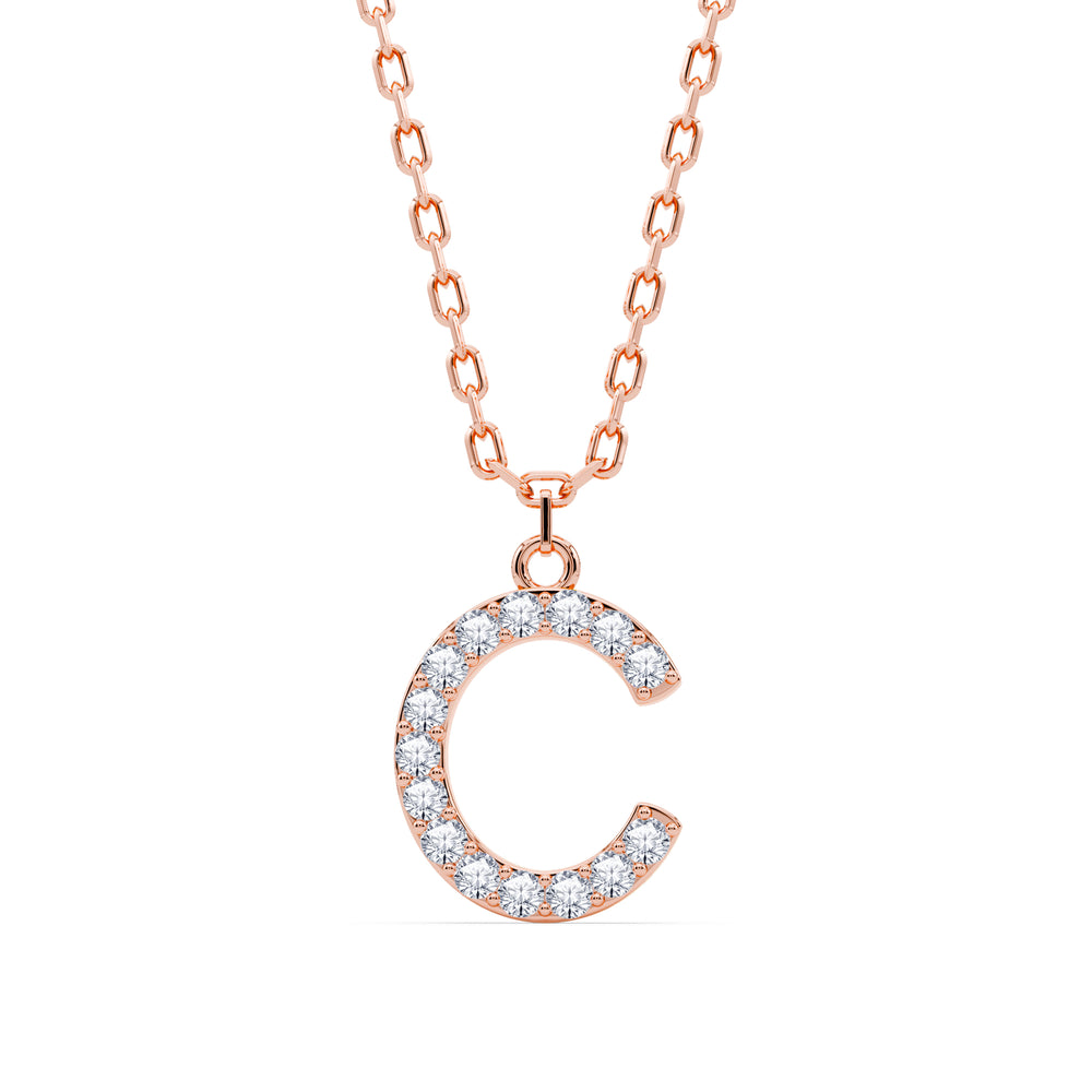 Lab-Grown Diamond Initial "C" Pendant in 18kt Gold Vermeil | GrownńDiva.