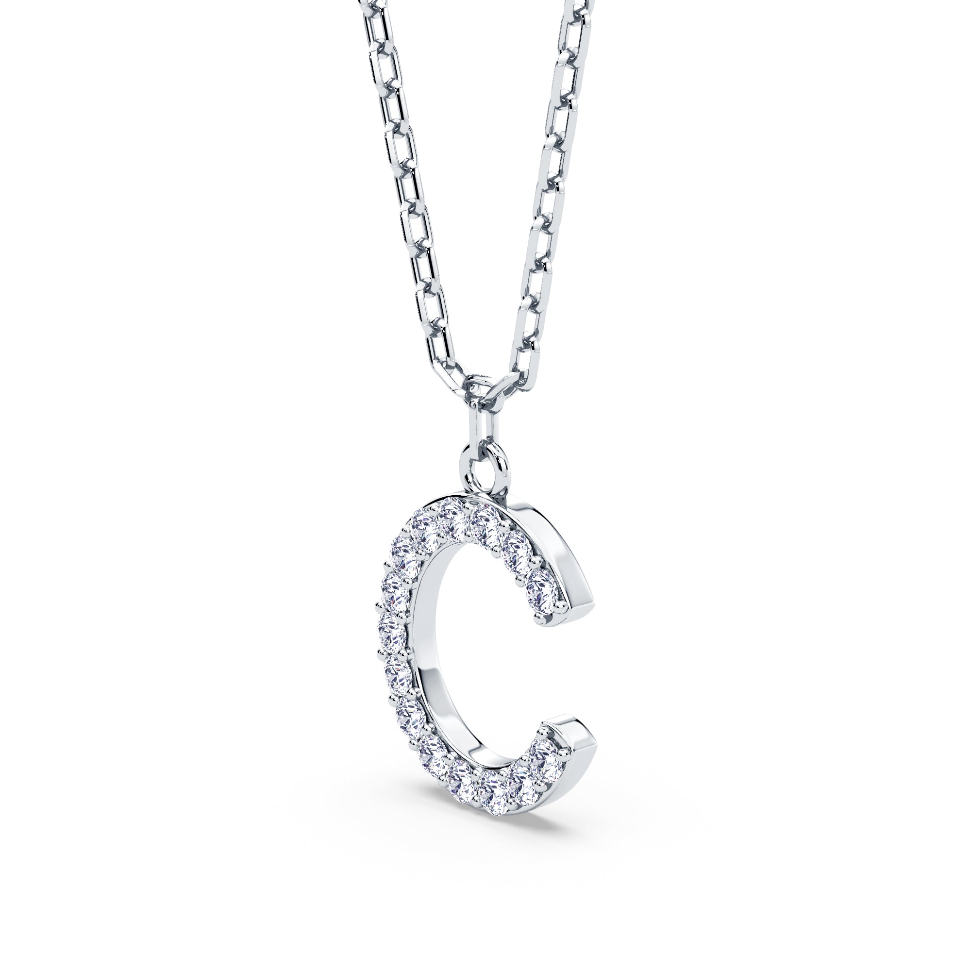 Lab-Grown Diamond Initial "C" Pendant in 18kt Gold Vermeil | GrownńDiva.