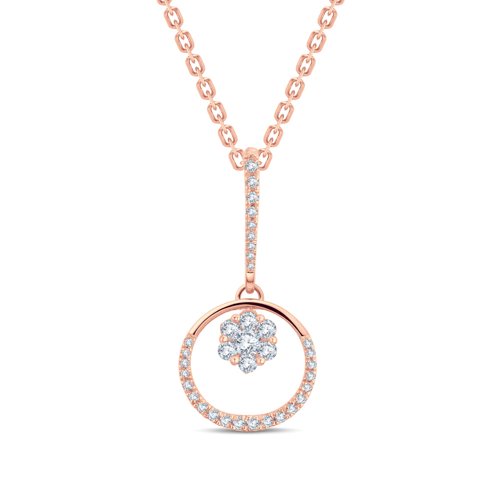 Elegant 0.50ct Lab-Grown Diamond Circle Pendant in 18K Rose, Yellow & White Gold Vermeil
