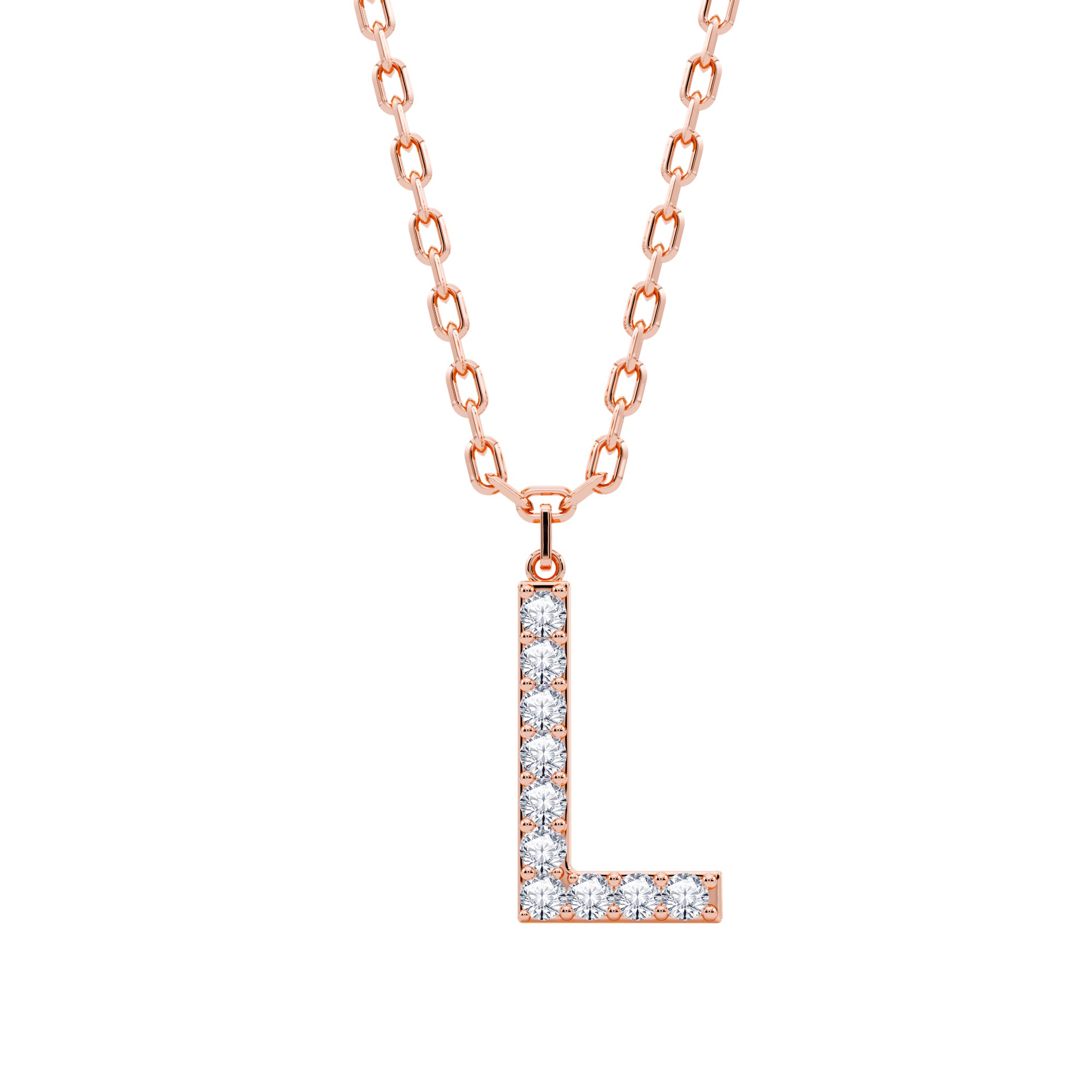 Lab-Grown Diamond Initial "L" Pendant in 18kt Gold Vermeil | GrownńDiva